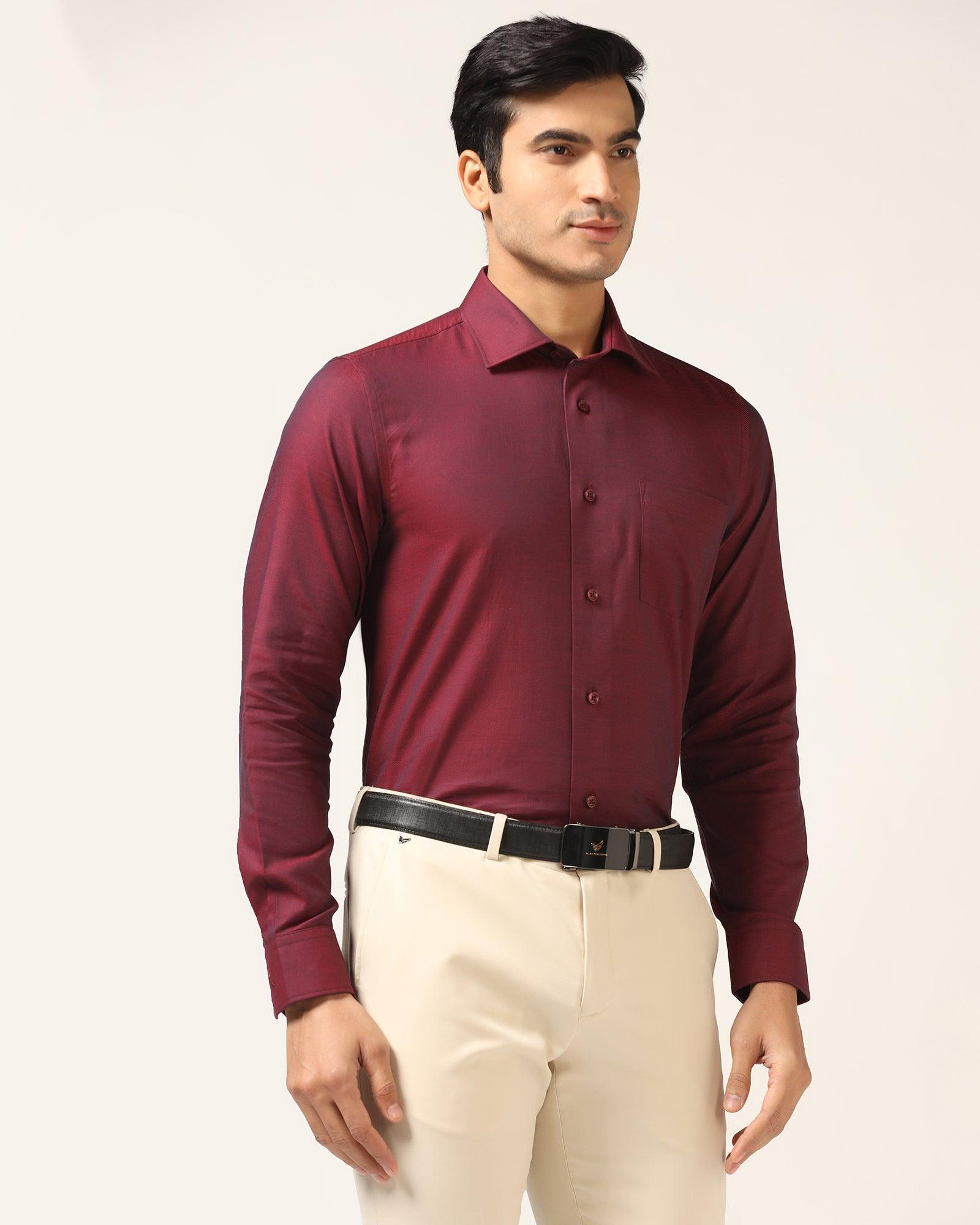 Formal Red Textured Shirt - Brat - Blackberrys