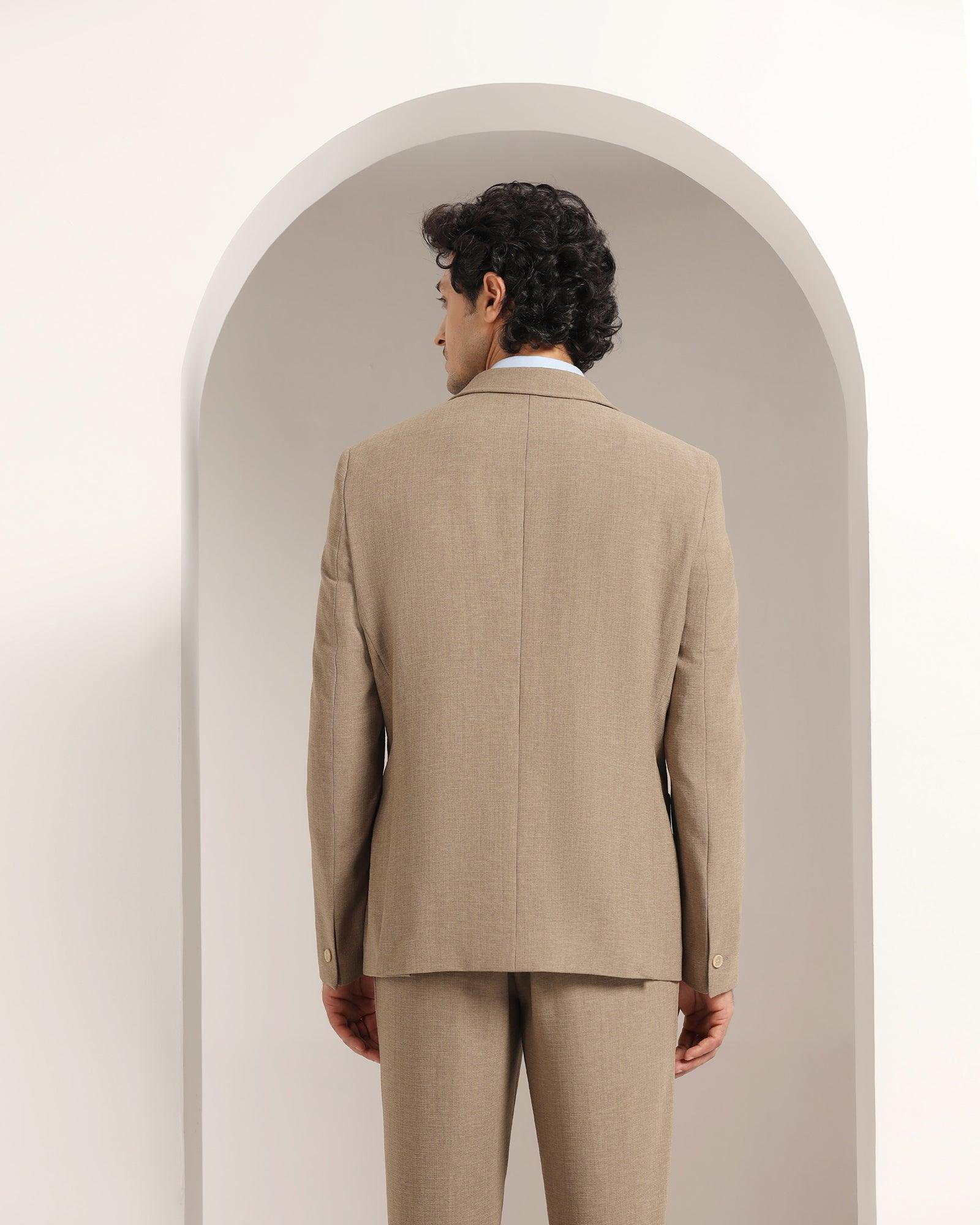 Two Piece Khaki Solid Formal Suit - Juttex - Blackberrys