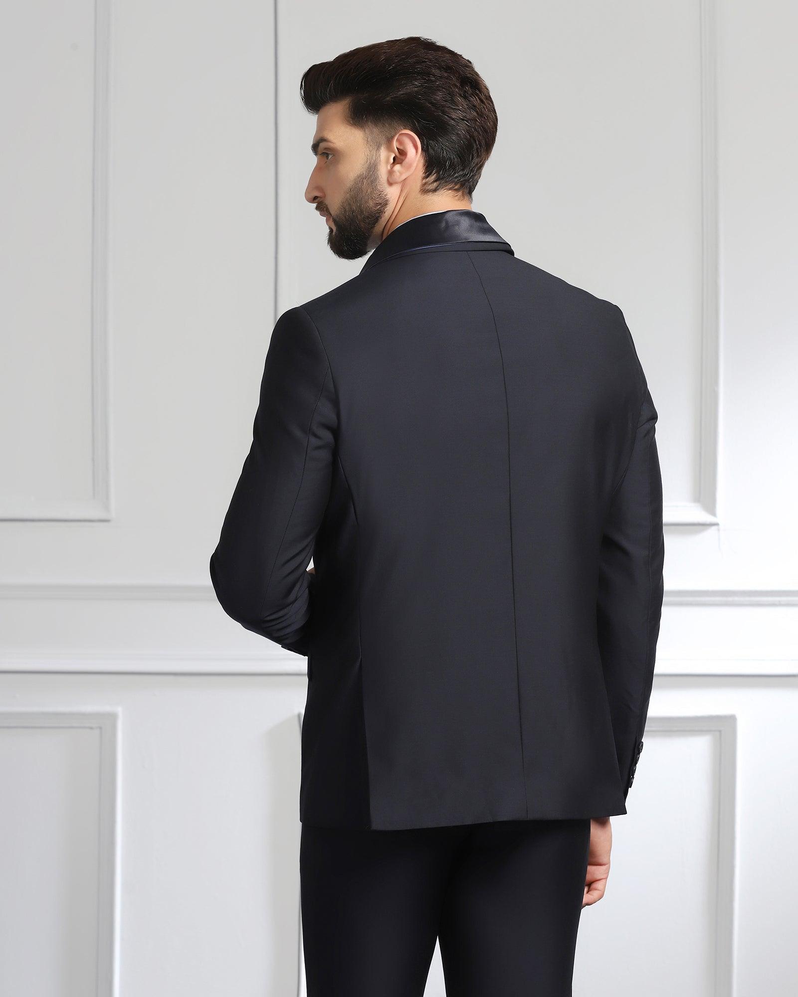 Luxe Three Piece Navy Solid Formal Suit - Meriner - Blackberrys