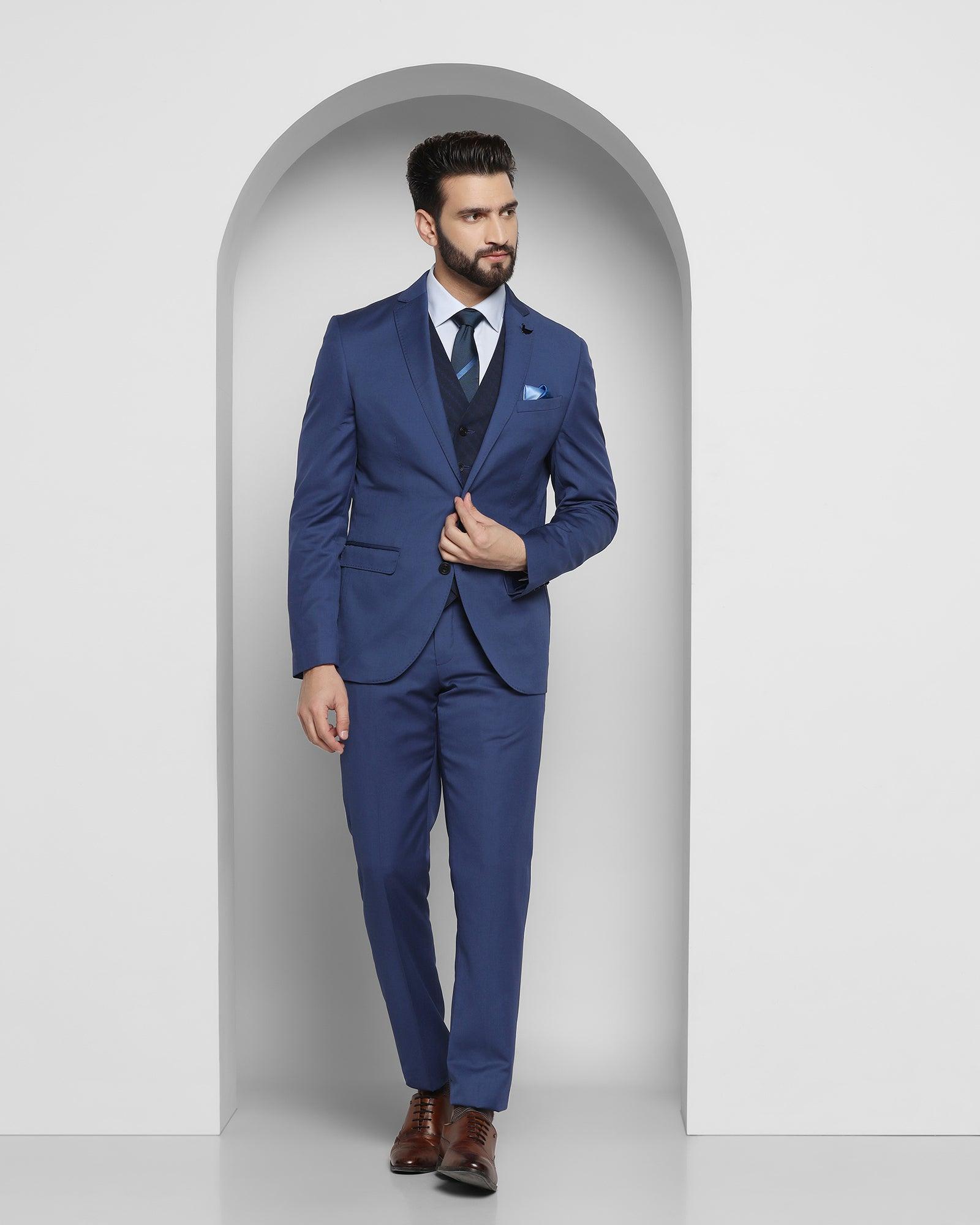 Solid 3 Pcs Premium Suit In Blue (Cyprus) - Blackberrys