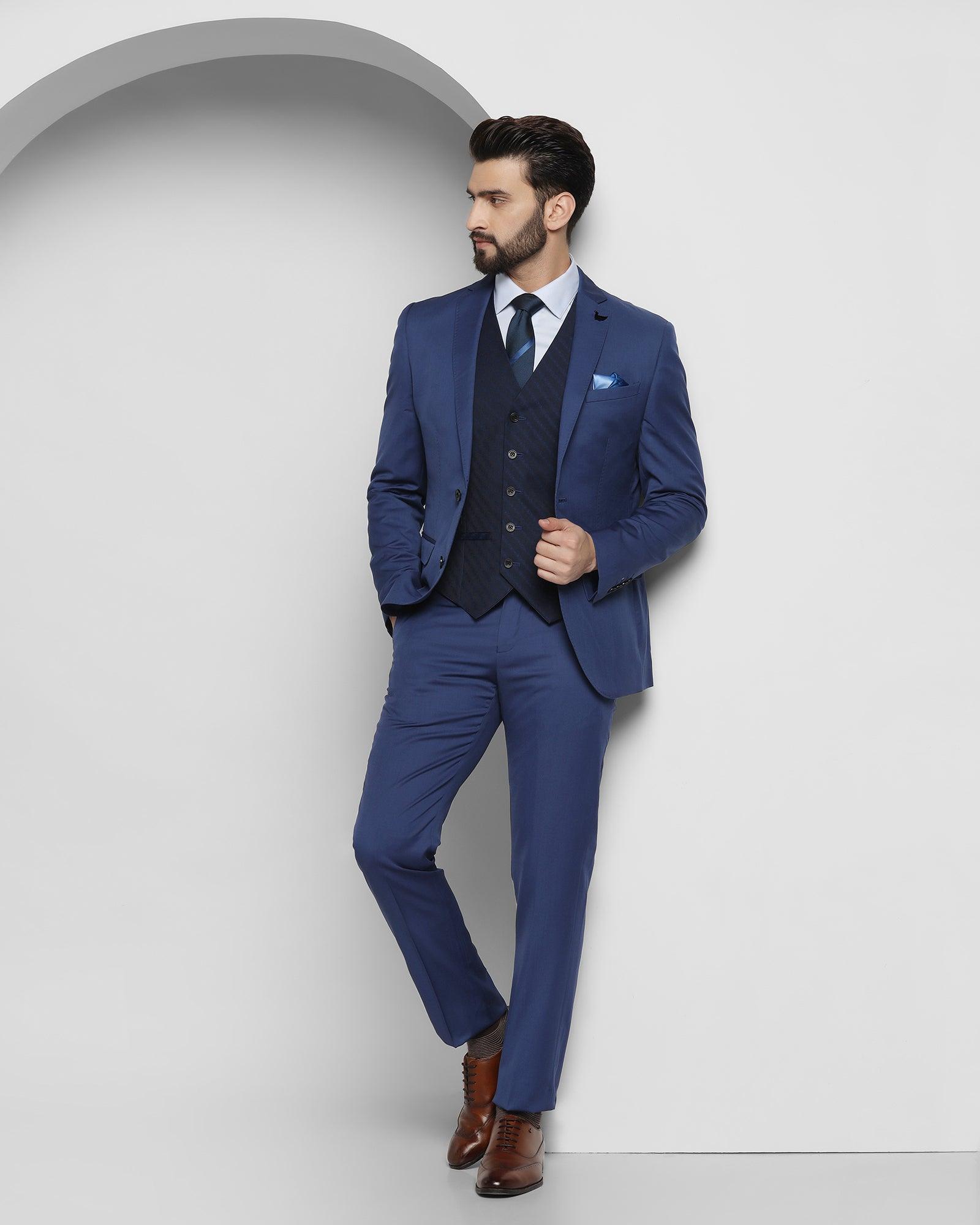 Solid 3 Pcs Premium Suit In Blue (Cyprus) - Blackberrys