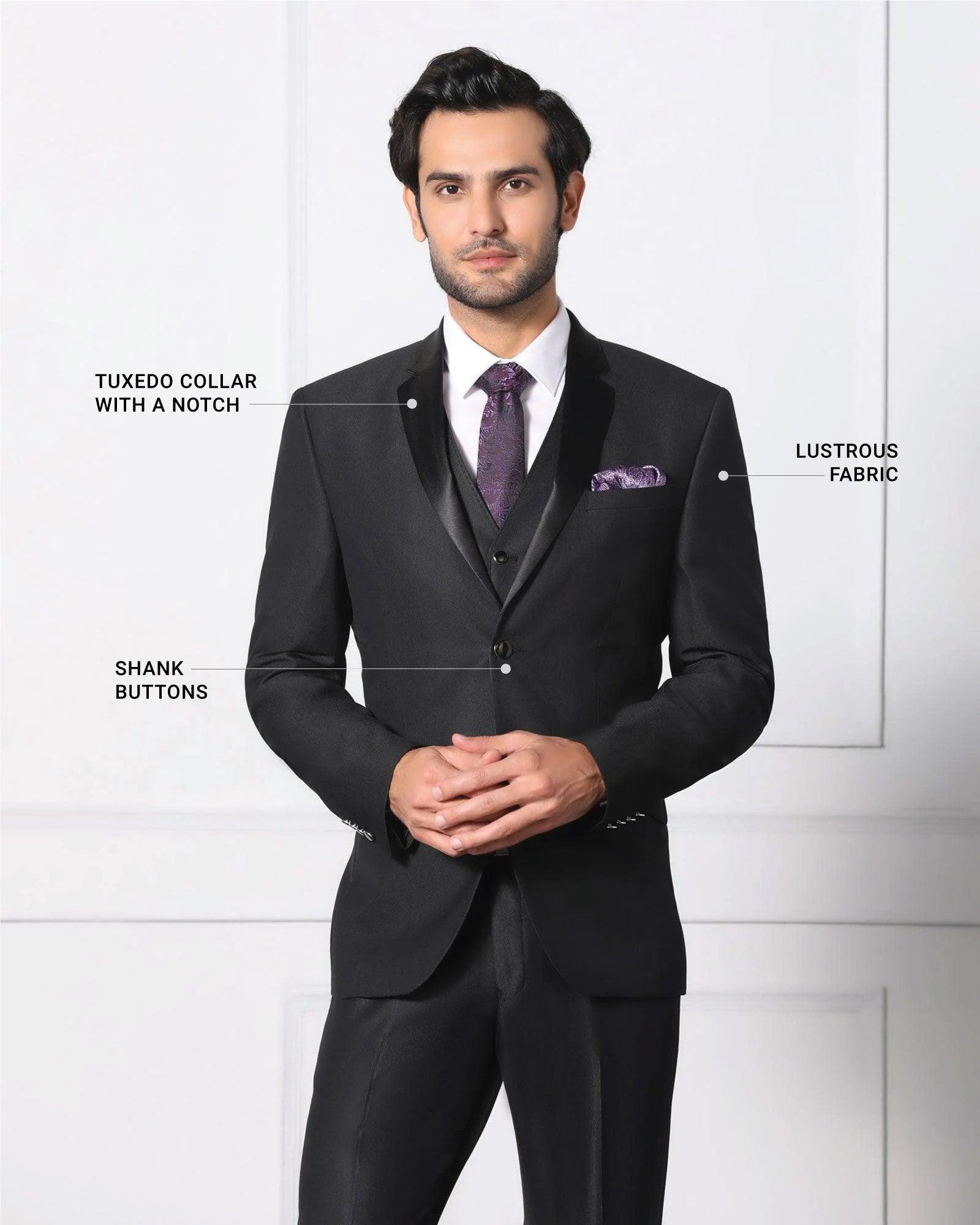 Must Haves Three Piece Black Solid Formal Suit - Jaydon - Blackberrys