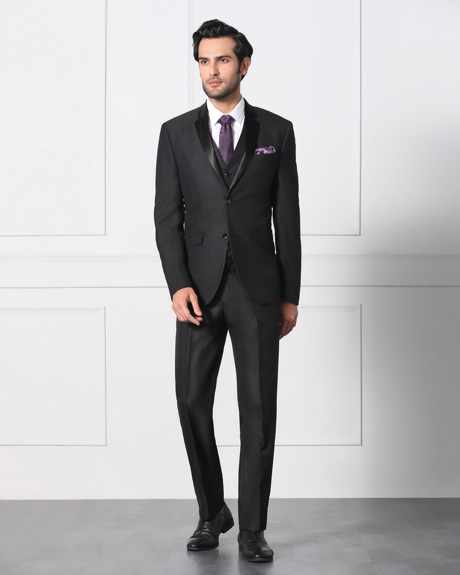 Must Haves Three Piece Black Solid Formal Suit - Jaydon - Blackberrys