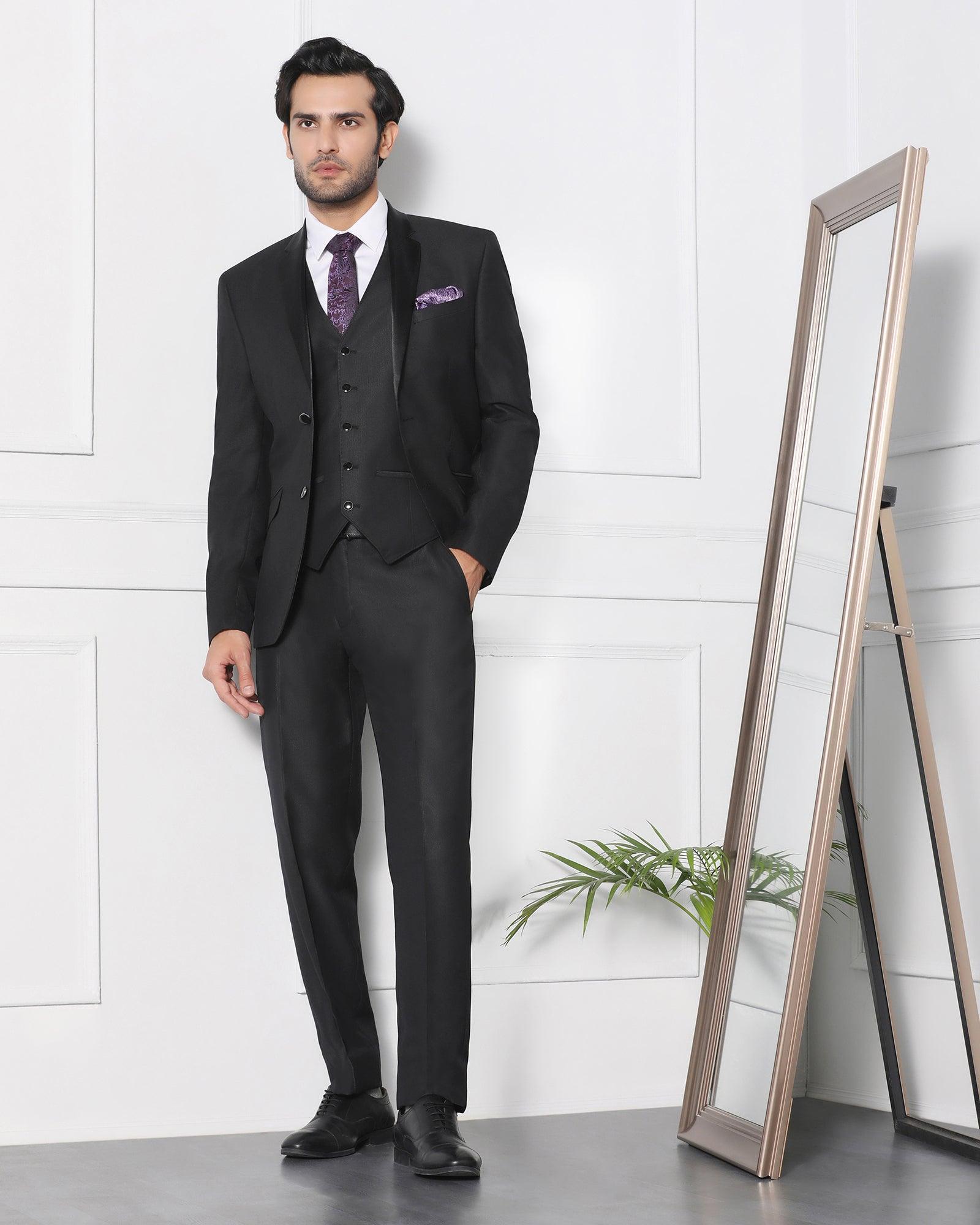 Must Haves Three Piece Black Solid Formal Suit - Jaydon - Blackberrys