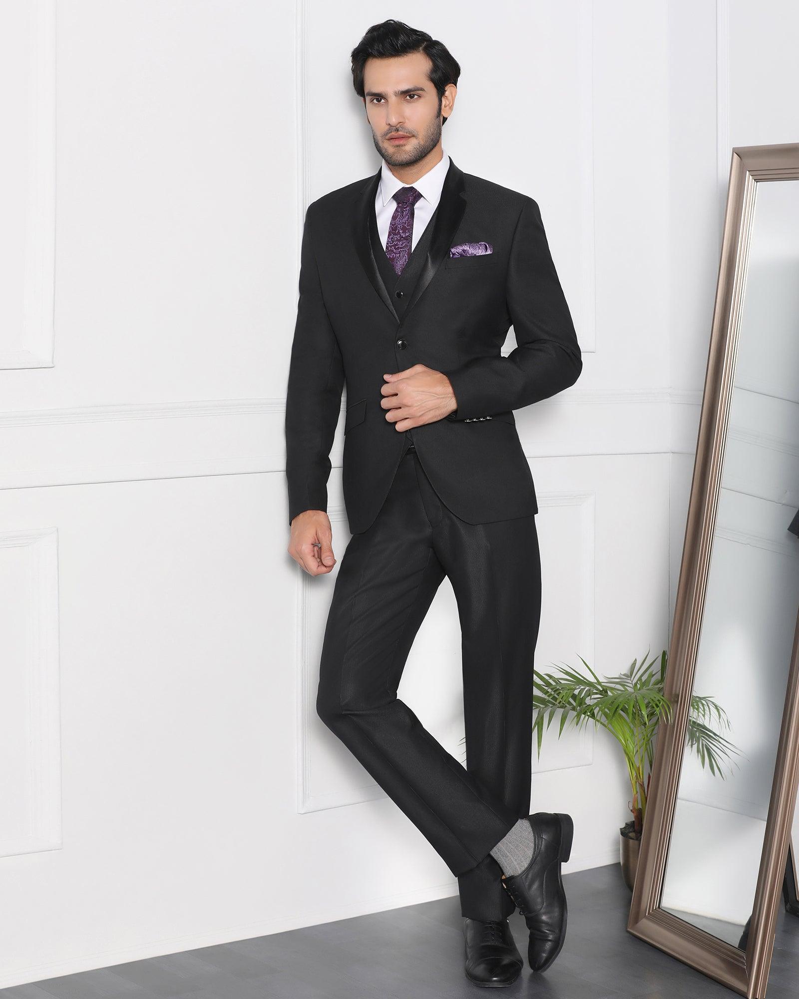 Must Haves Three Piece Black Solid Formal Suit - Jaydon - Blackberrys