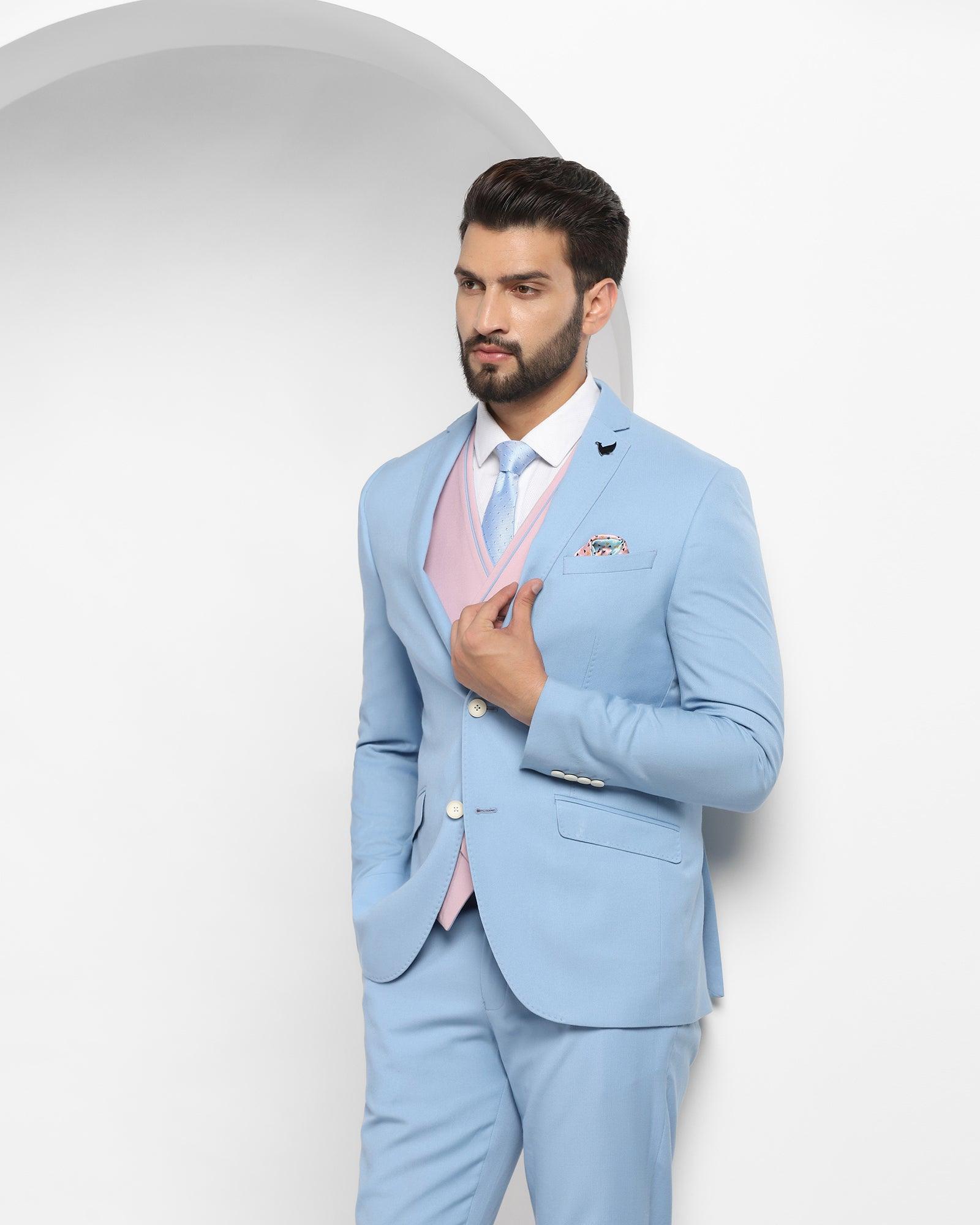 Solid 3 Pcs Suit In Blue (Oleto) - Blackberrys