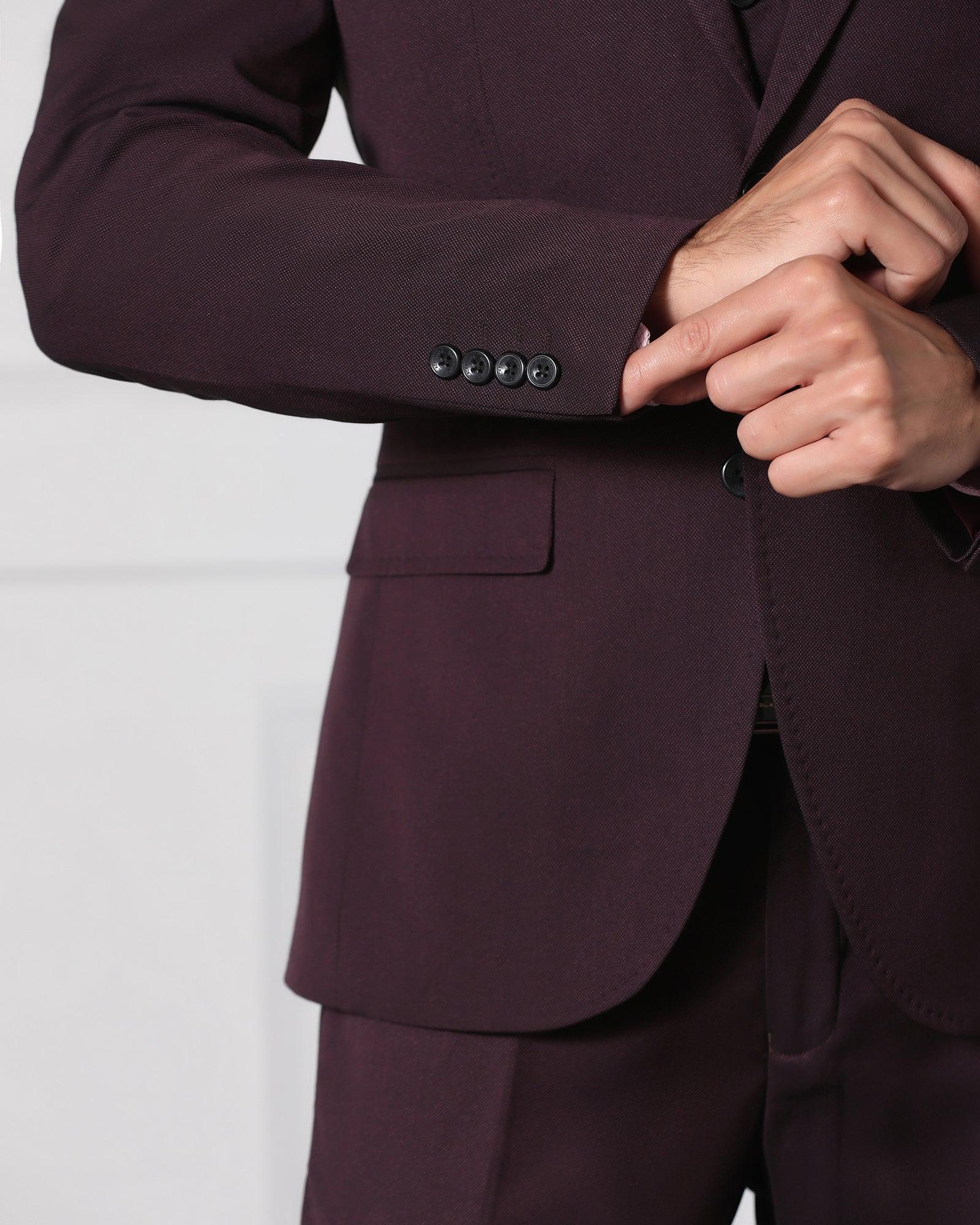 Must Haves Three Piece Darkk Wine Solid Formal Suit - Jaguar - Blackberrys