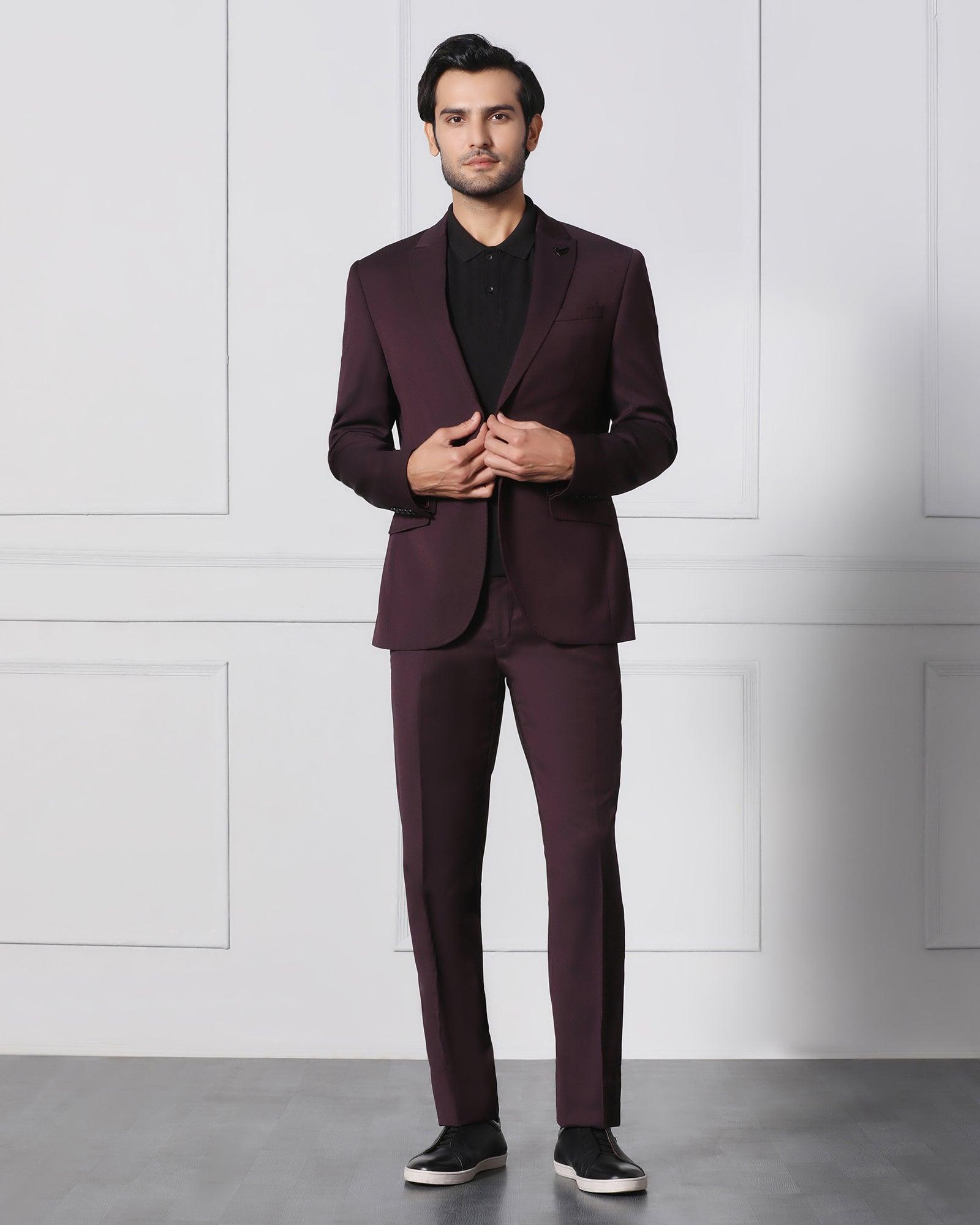 Must Haves Three Piece Darkk Wine Solid Formal Suit - Jaguar - Blackberrys