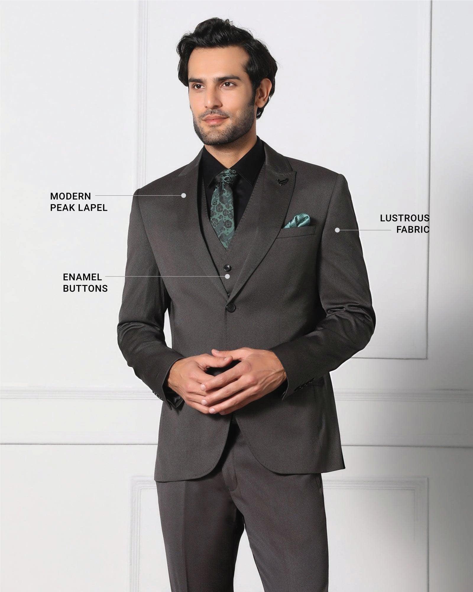 Must Haves Three Piece Grey Solid Formal Suit - Jaguar - Blackberrys