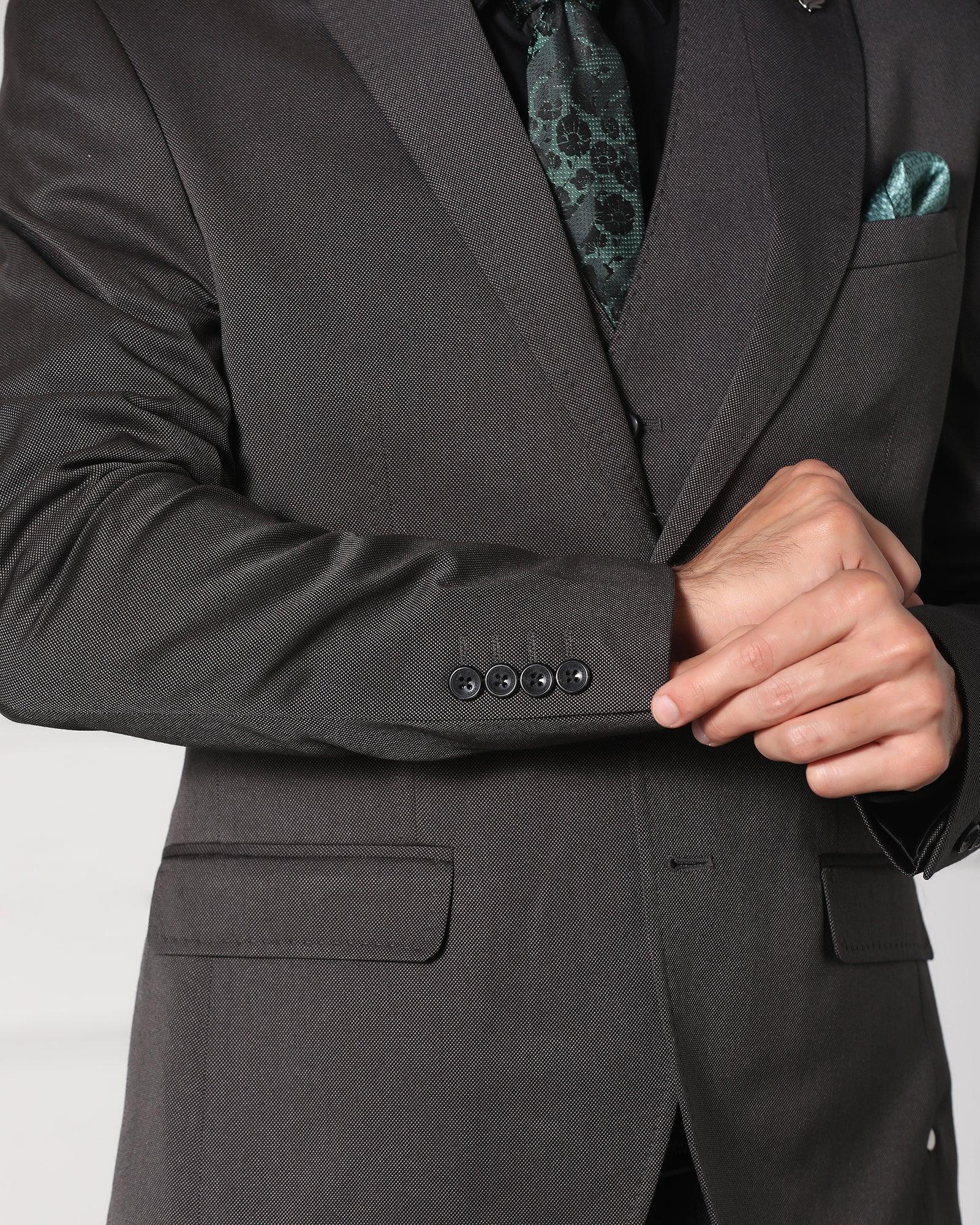 Must Haves Three Piece Grey Solid Formal Suit - Jaguar - Blackberrys