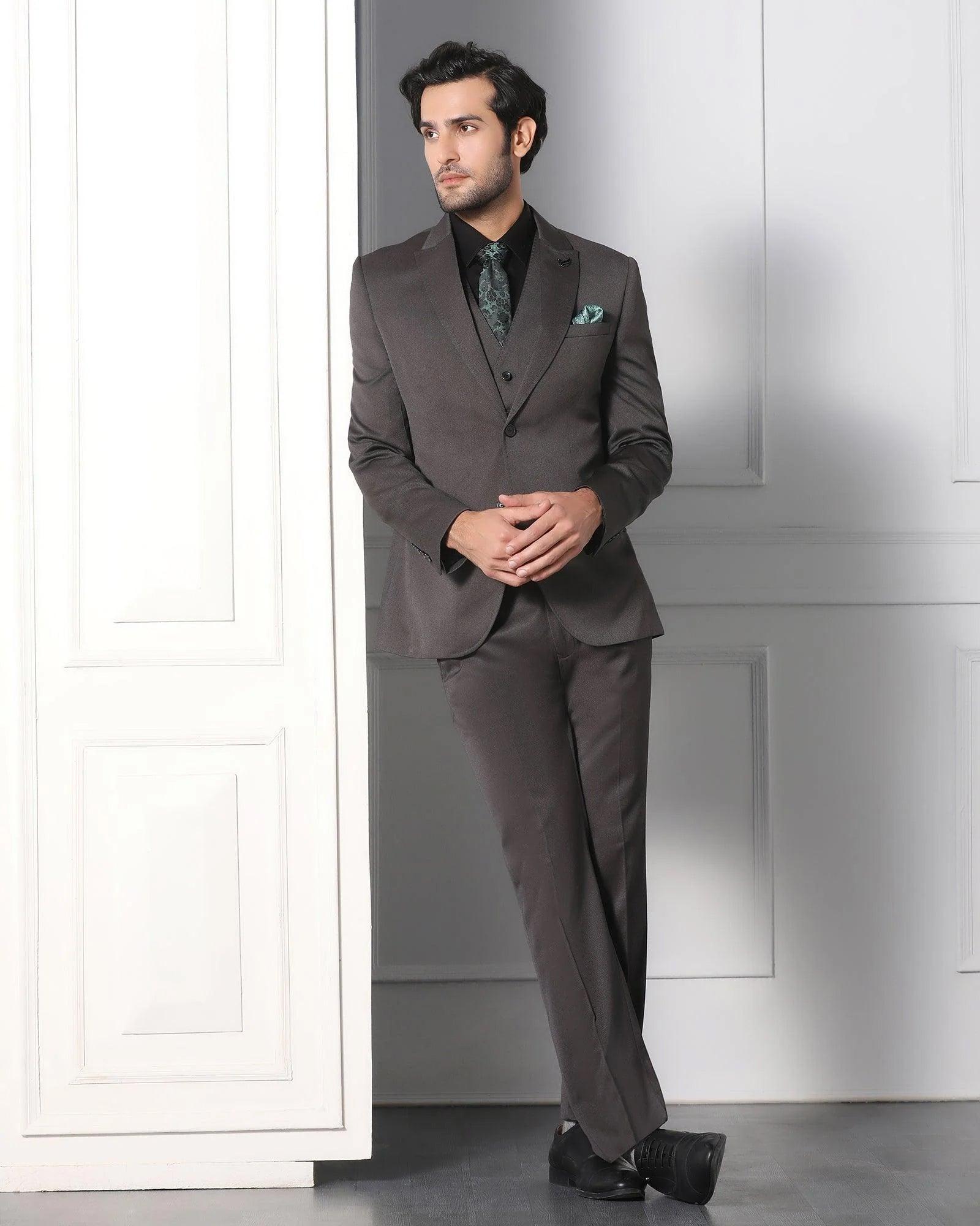 Must Haves Three Piece Grey Solid Formal Suit - Jaguar - Blackberrys