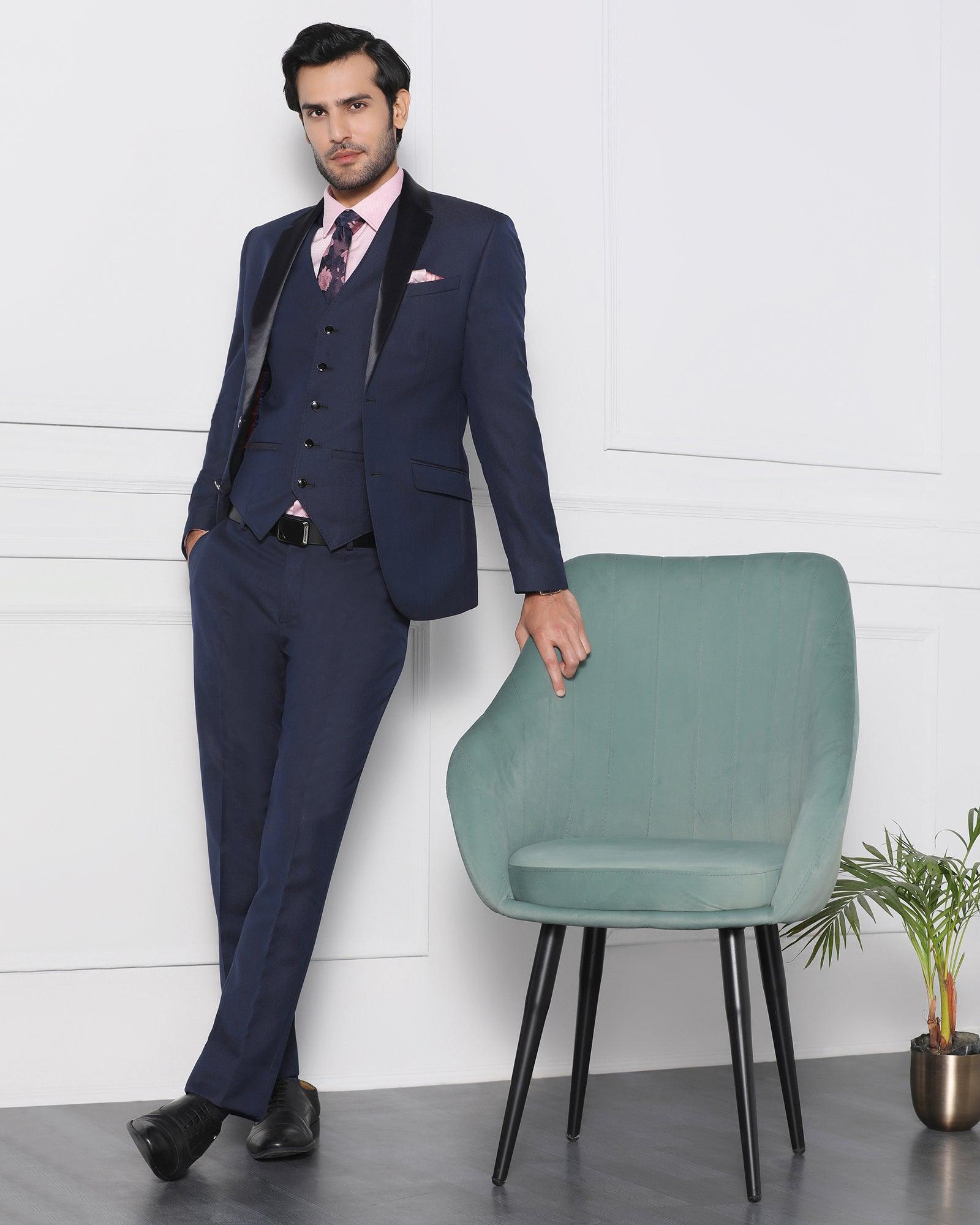 Must Haves Three Piece Navy Solid Formal Suit - Jaydon - Blackberrys