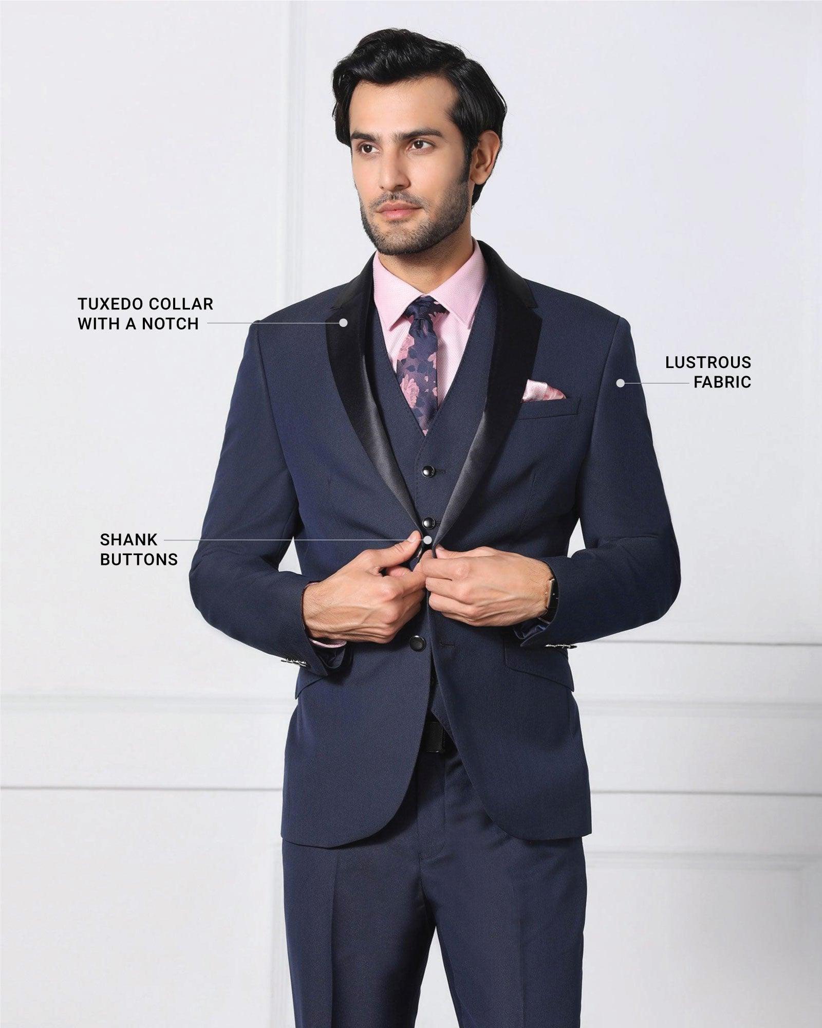 Must Haves Three Piece Navy Solid Formal Suit - Jaydon - Blackberrys