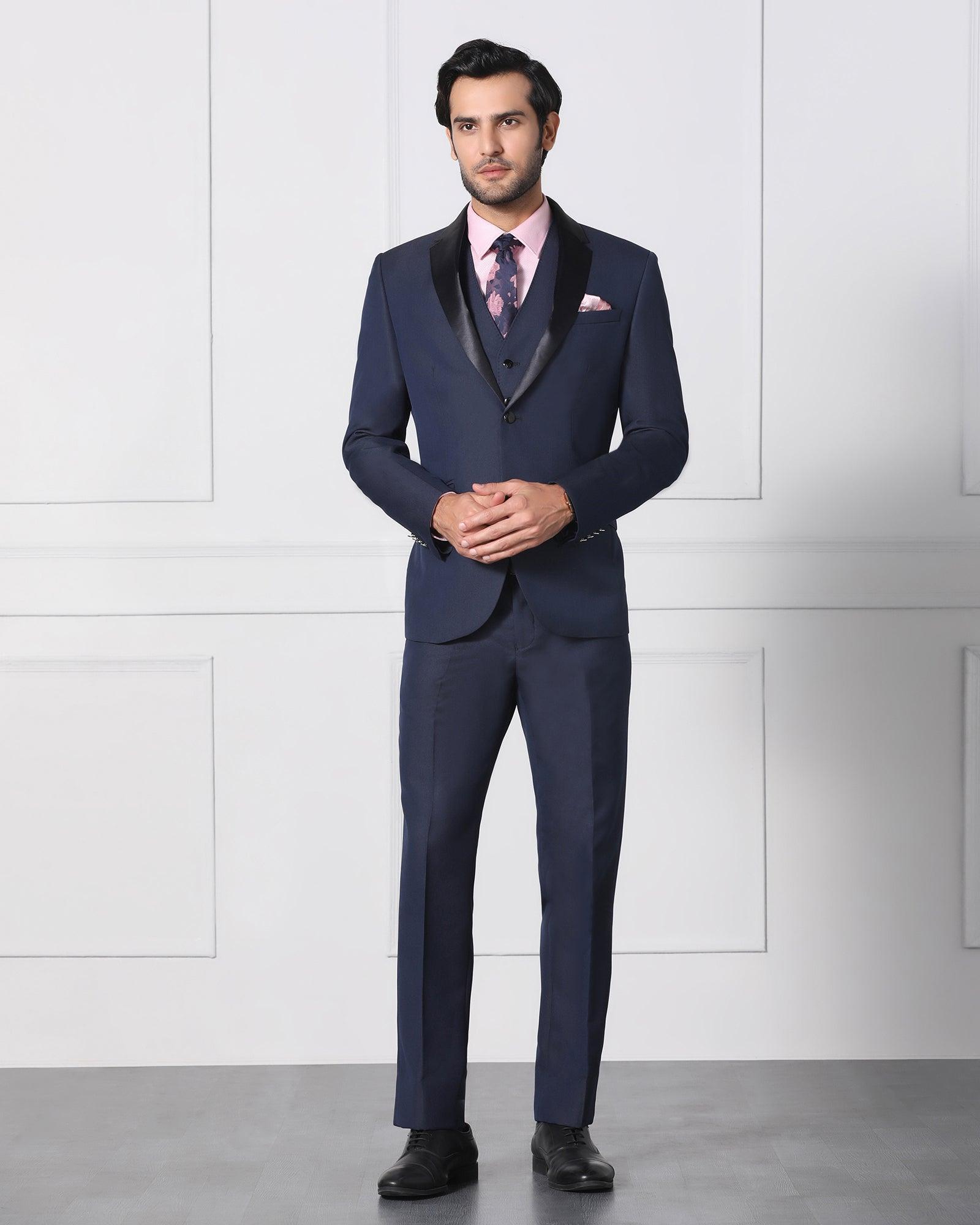 Must Haves Three Piece Navy Solid Formal Suit - Jaydon - Blackberrys