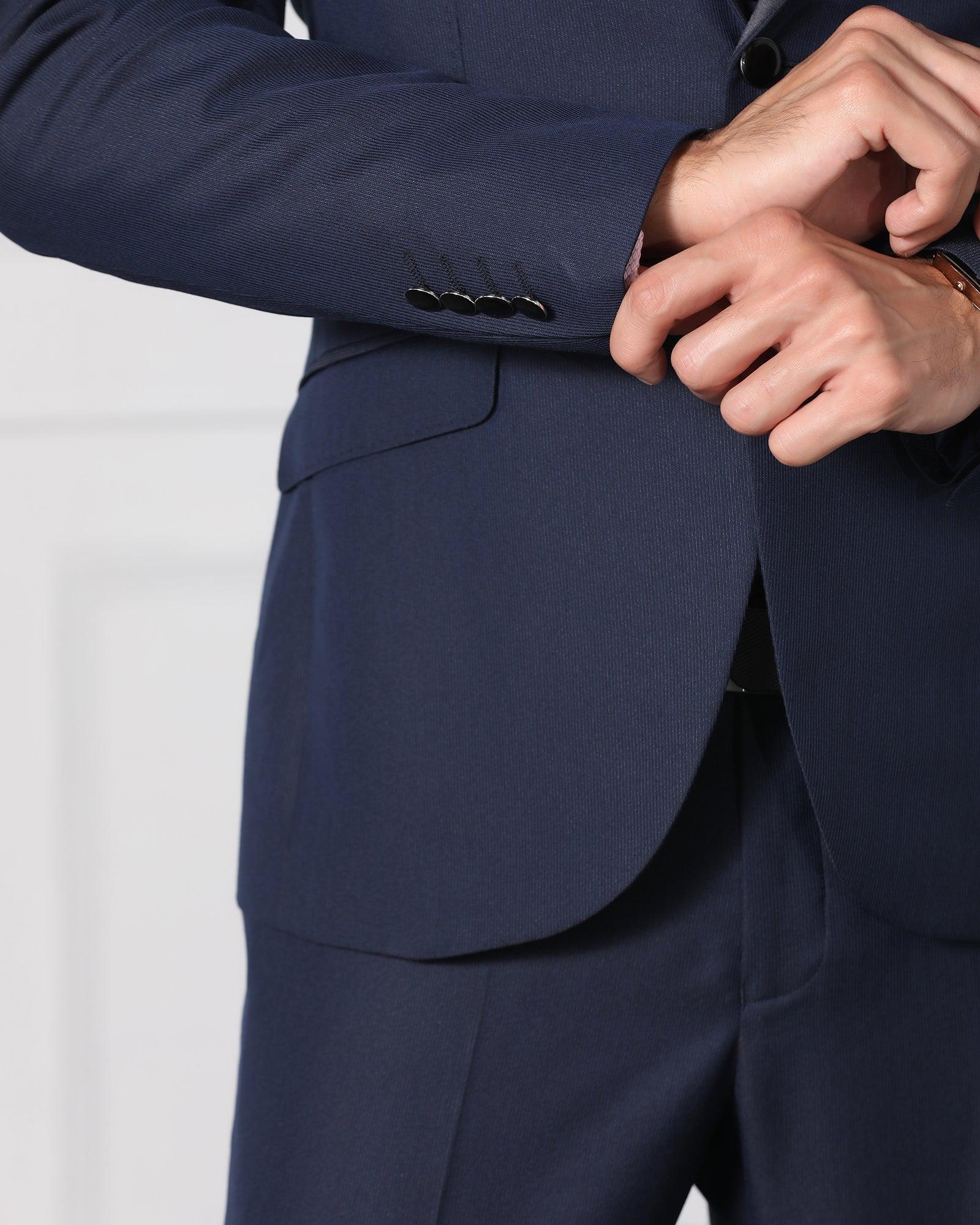 Must Haves Three Piece Navy Solid Formal Suit - Jaydon - Blackberrys