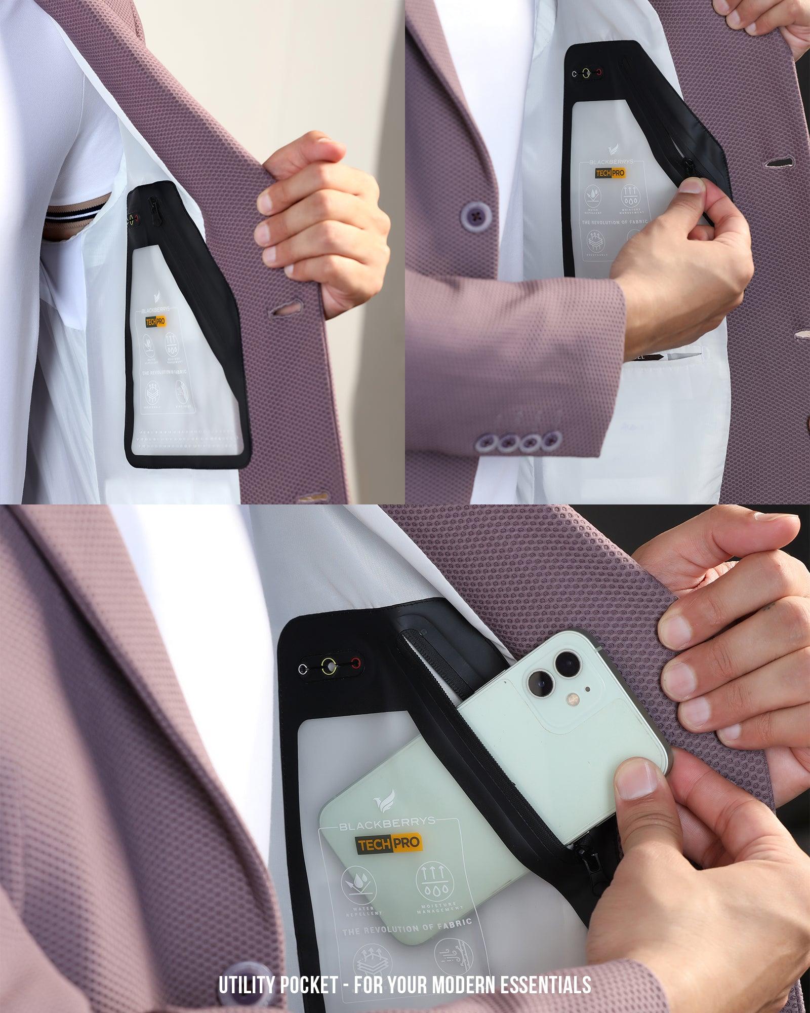 TechPro Formal Dusty Pink Textured Blazer - Renault