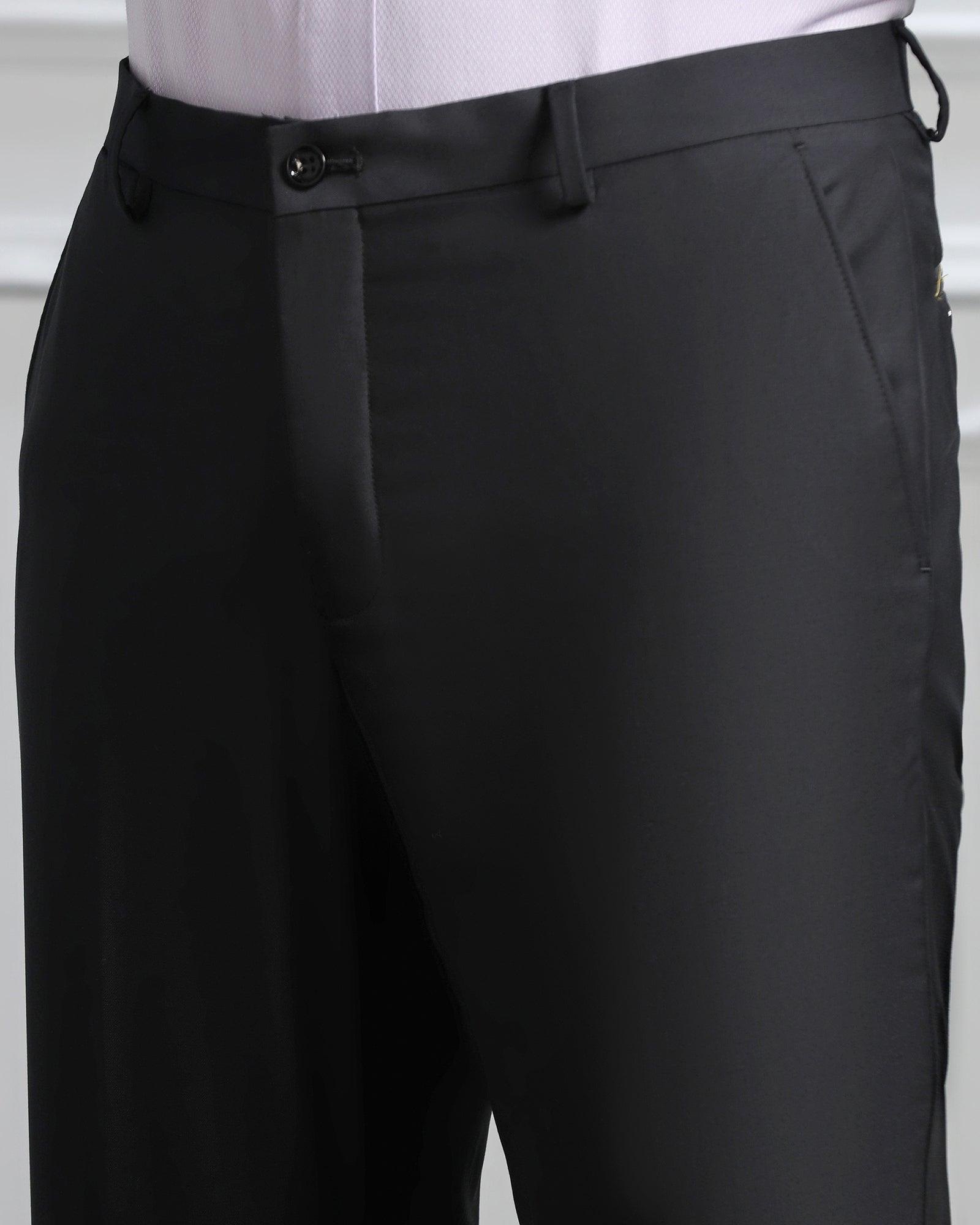 Luxe Three Piece Black Solid Formal Suit - Meriner - Blackberrys