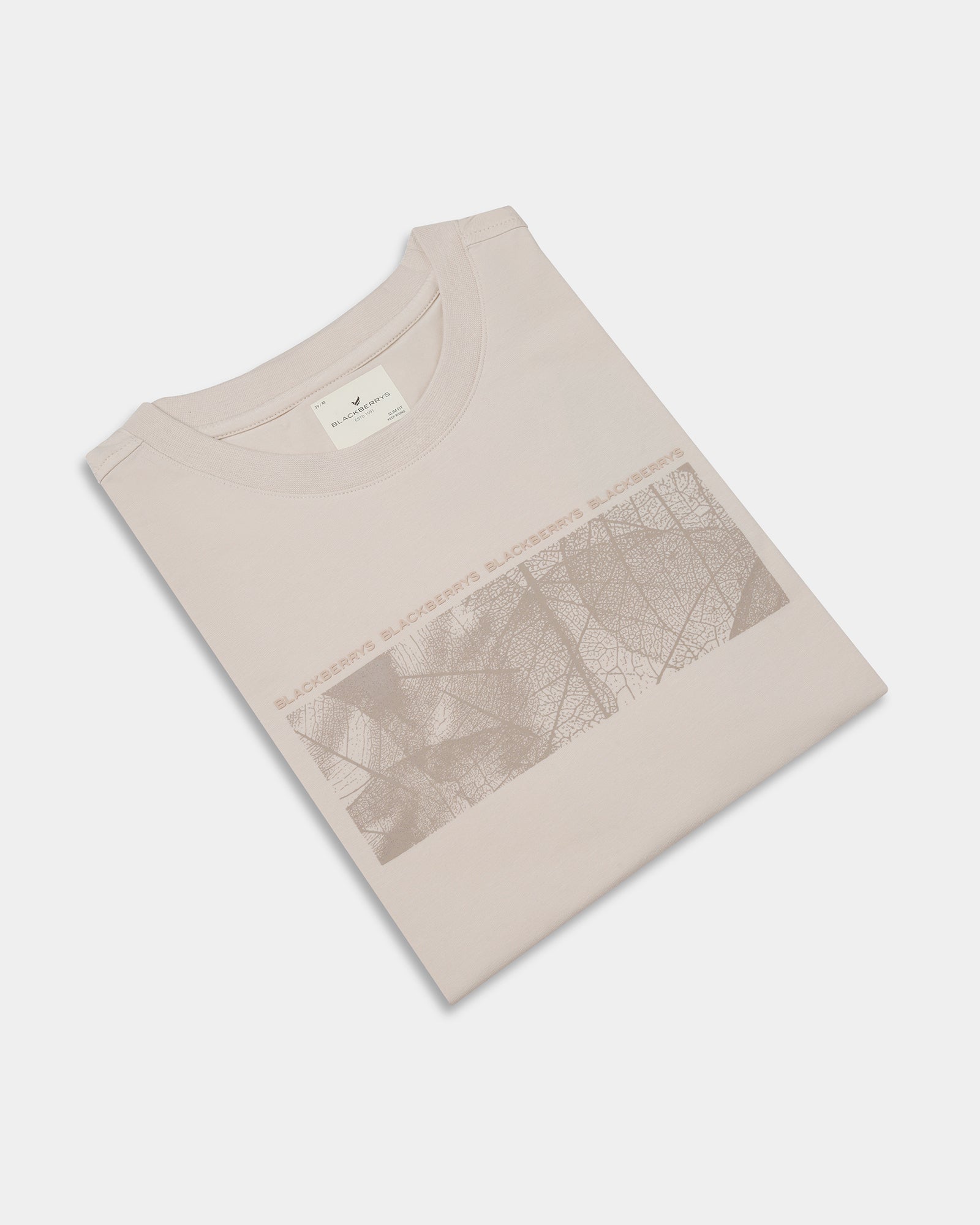 Almond Beige Crew Neck Printed T-Shirt - Supi