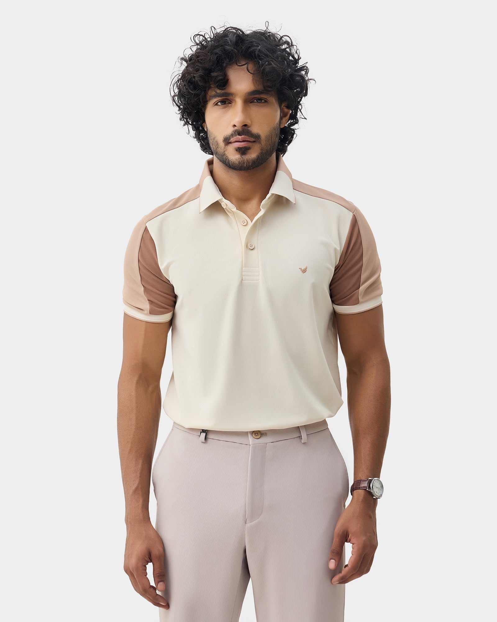 Almond Beige TechPro Solid Polo - Nomara