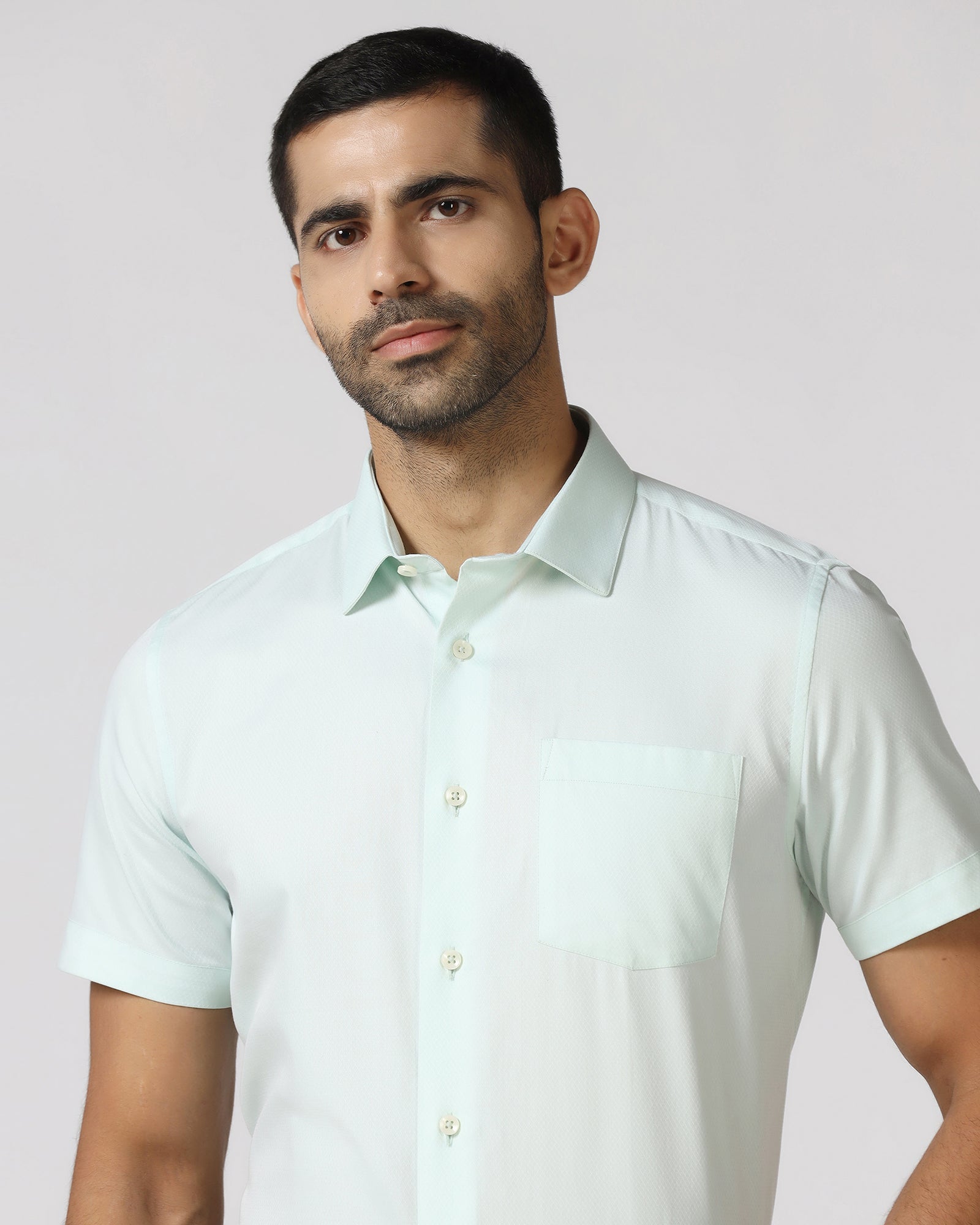 Aqua Half Sleeve Textured Shirt - Ryan