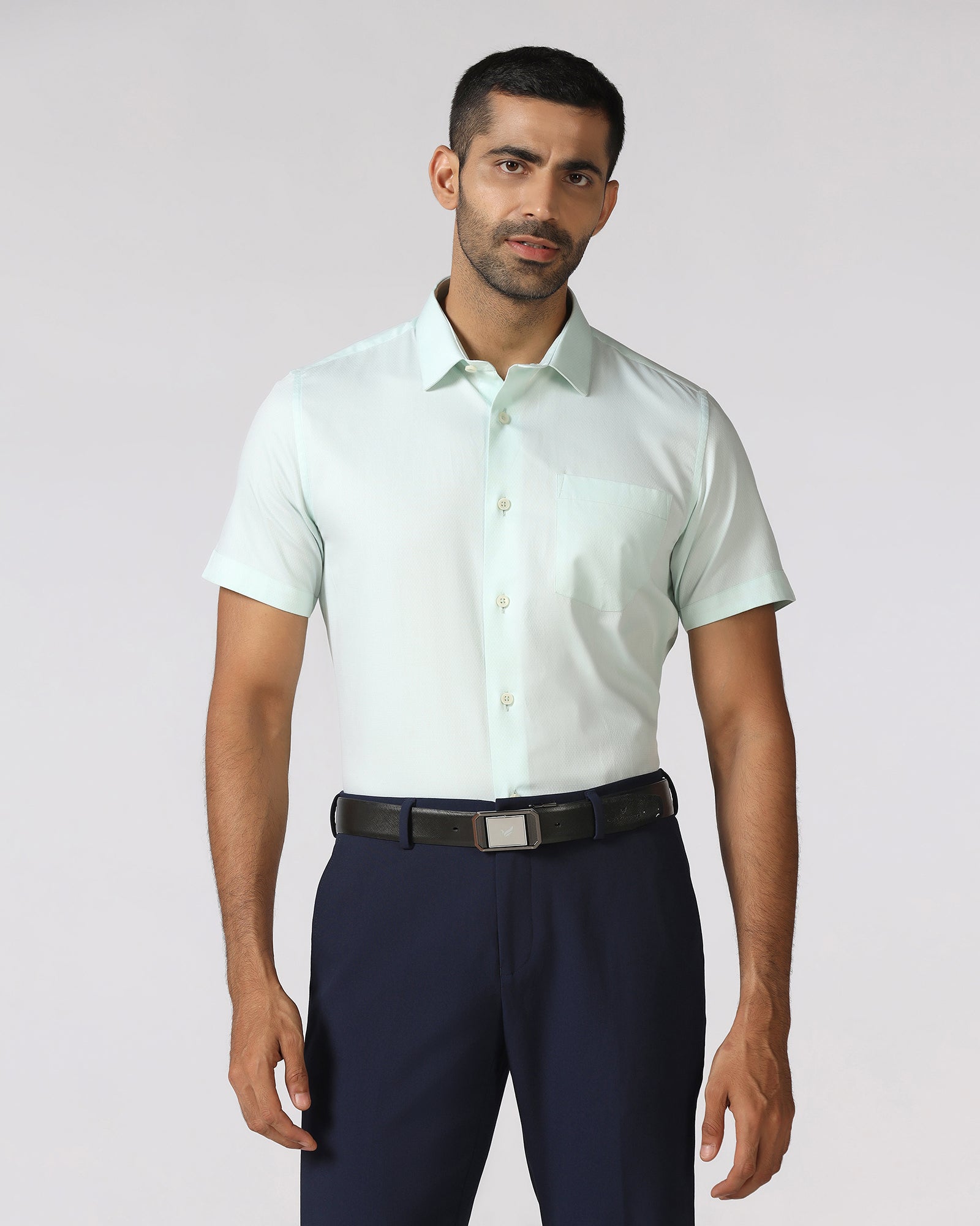Aqua Half Sleeve Textured Shirt - Ryan
