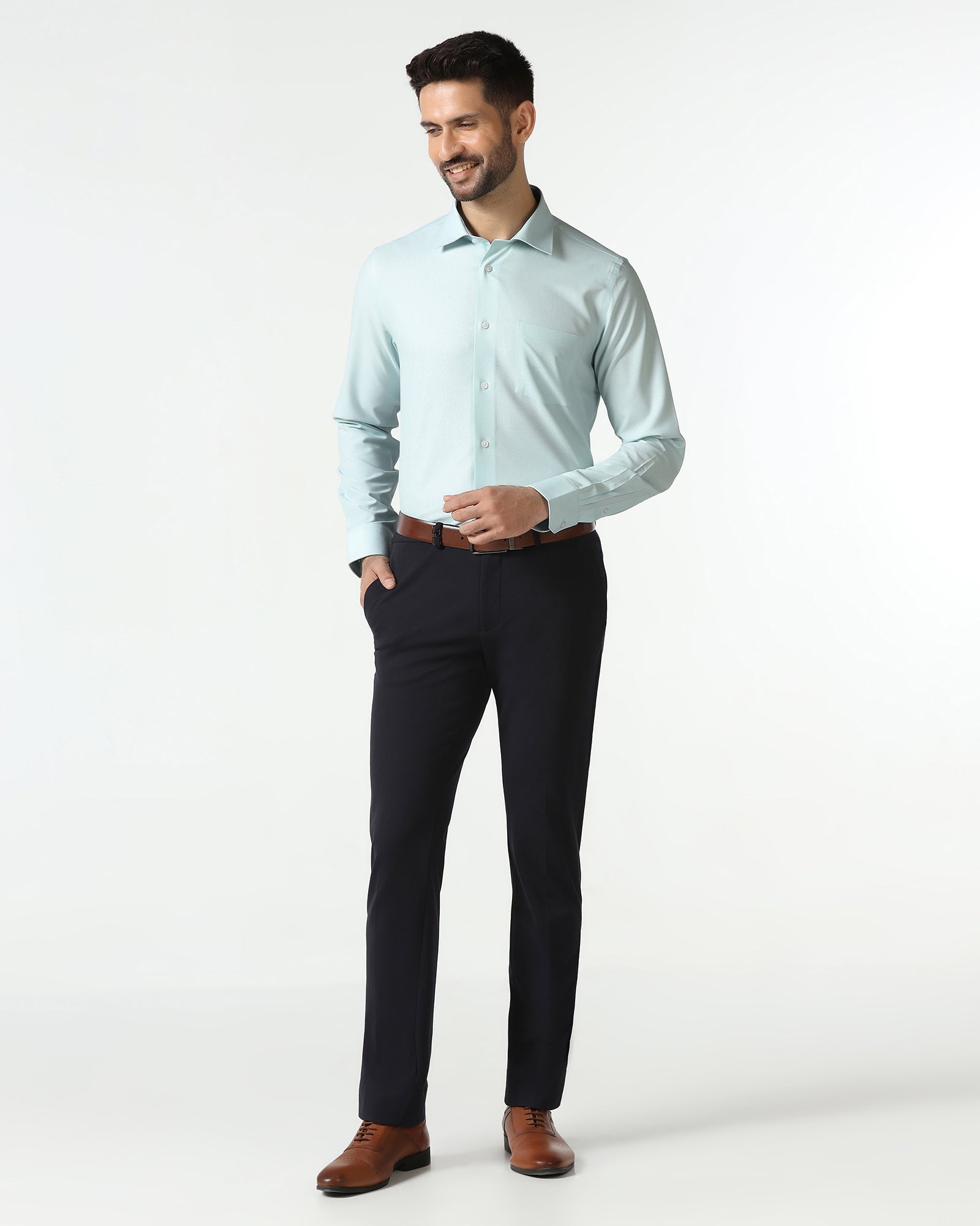 Aqua Non Iron Textured Shirt - Russel