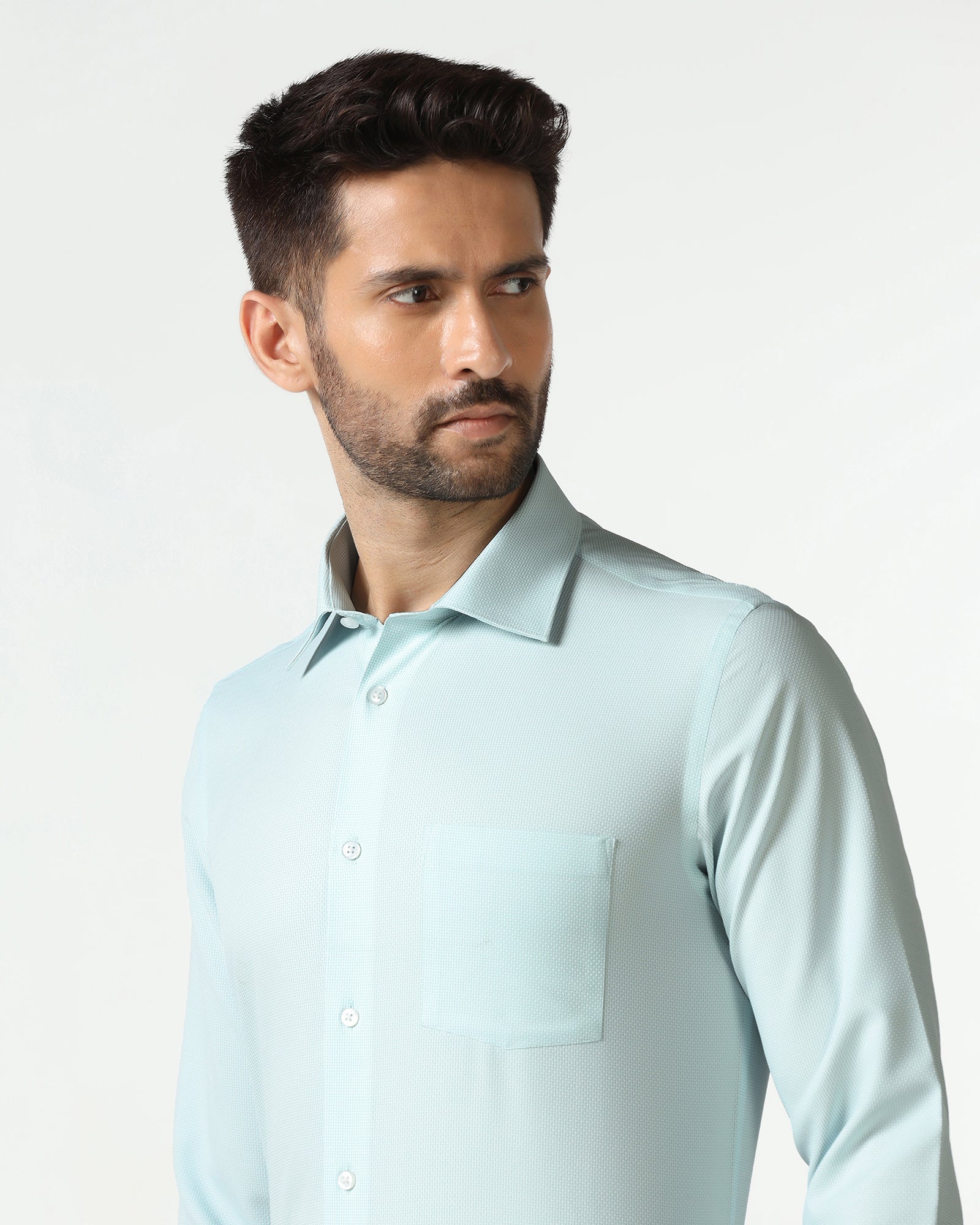 Aqua Non Iron Textured Shirt - Russel