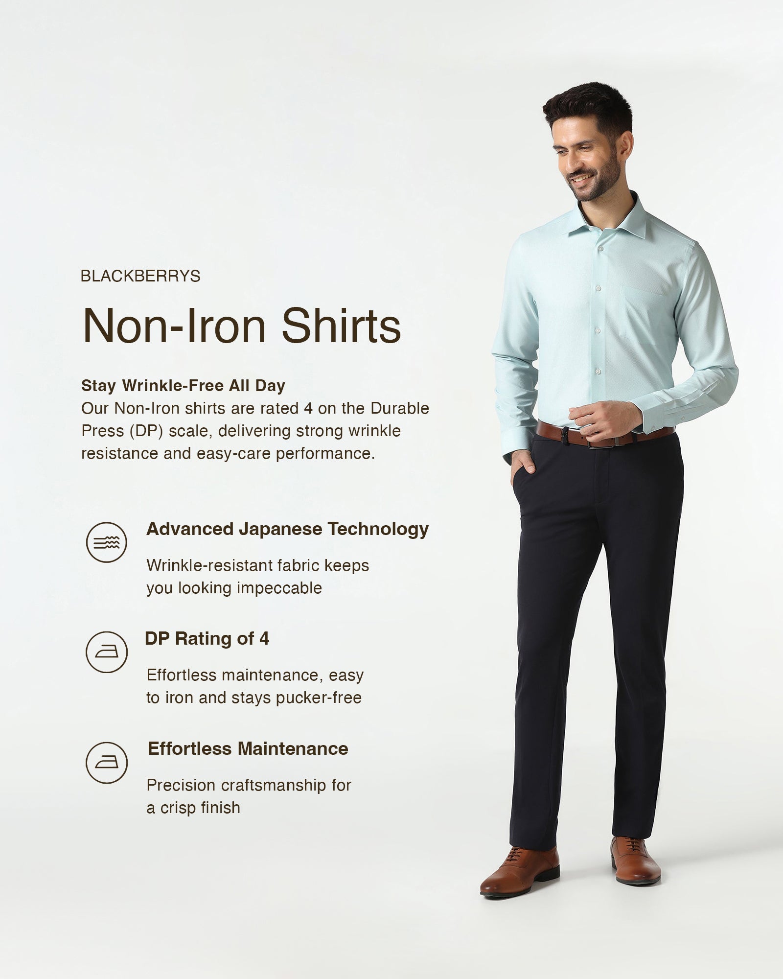 Aqua Non Iron Textured Shirt - Russel