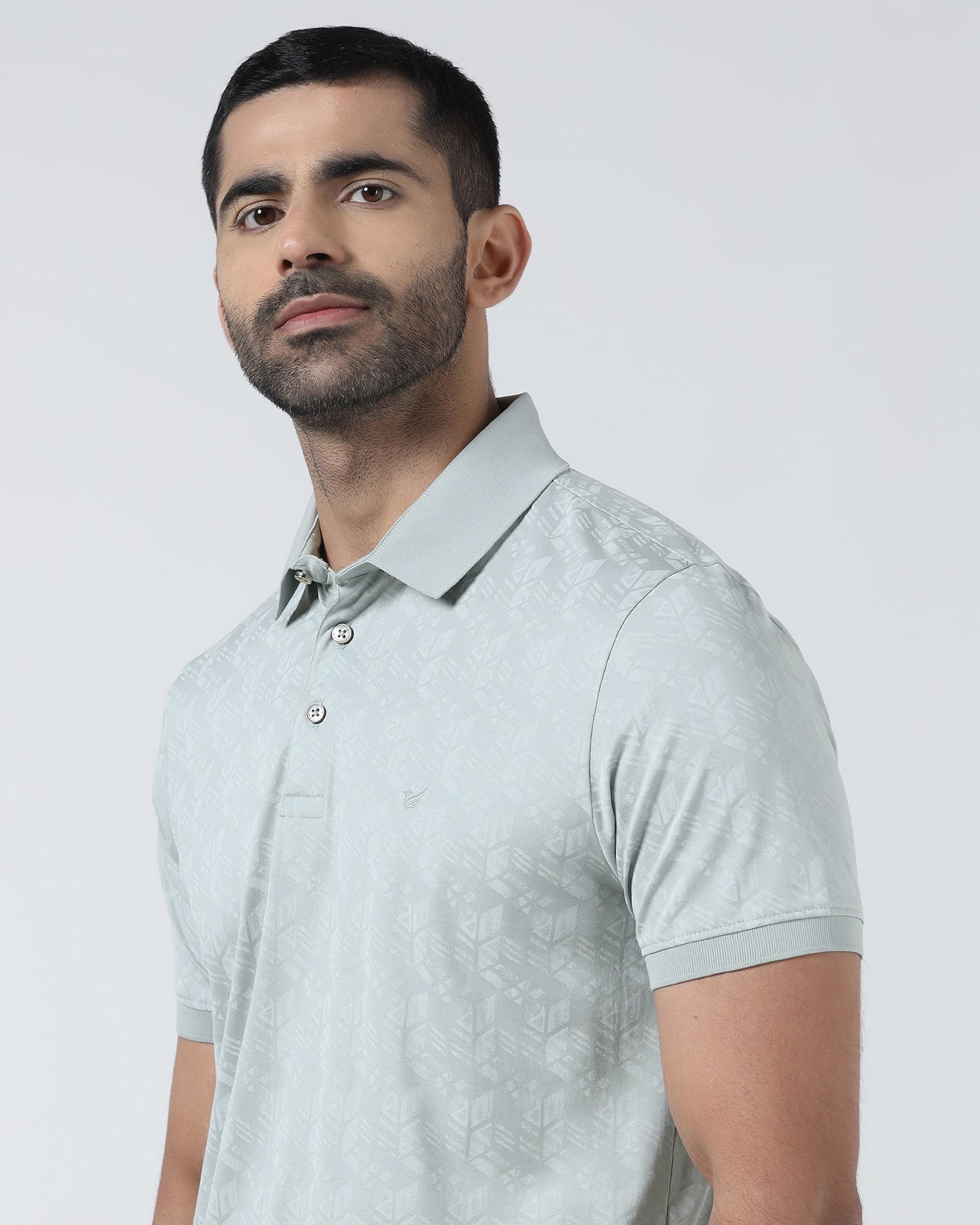 Ash Grey Printed Polo - Live