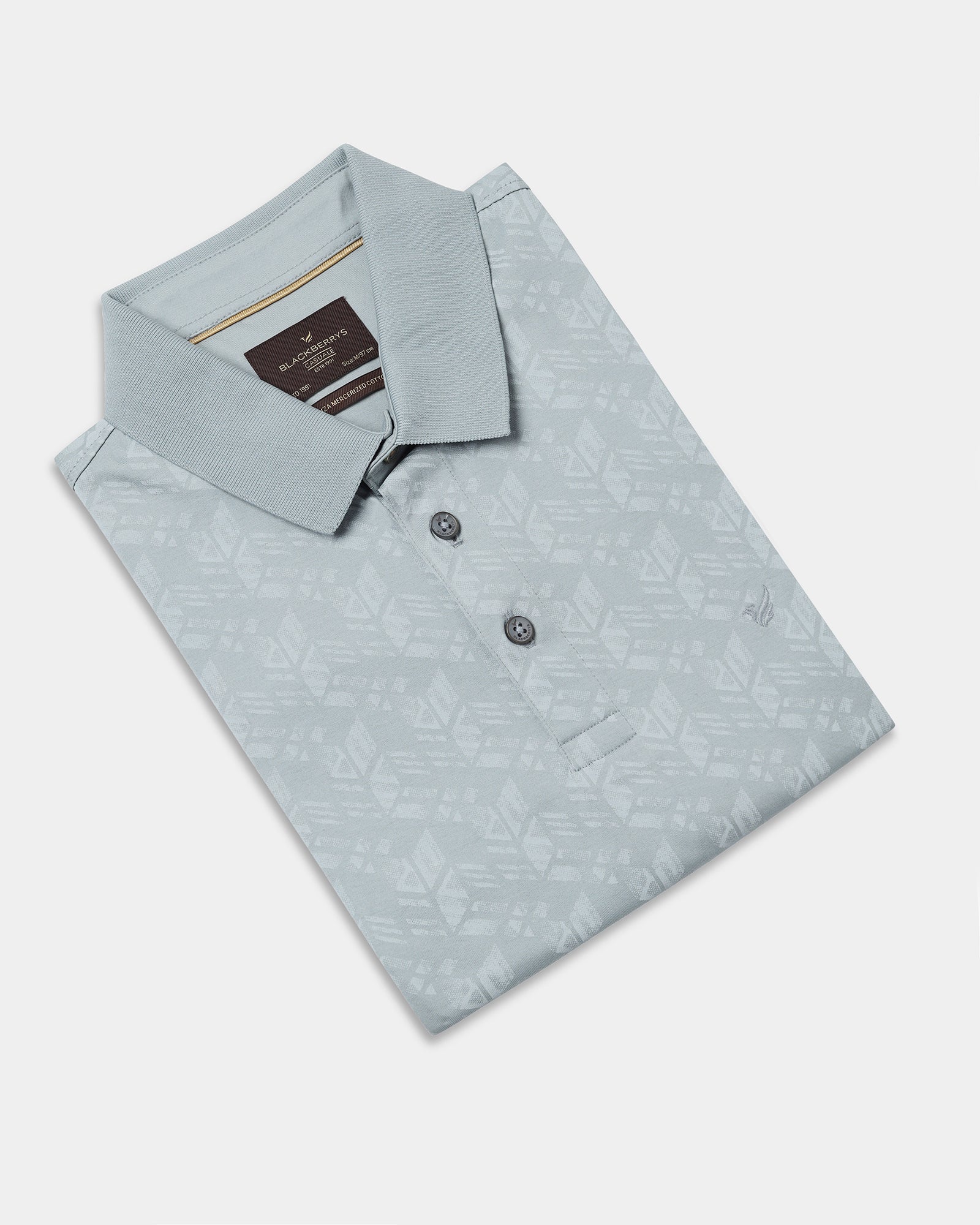 Ash Grey Printed Polo - Live