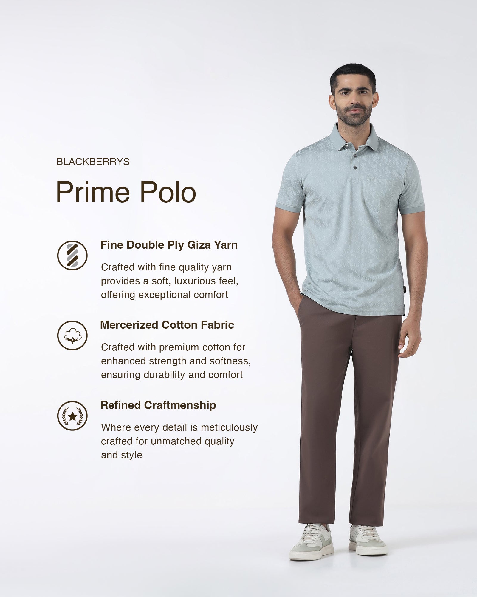 Ash Grey Printed Polo - Live