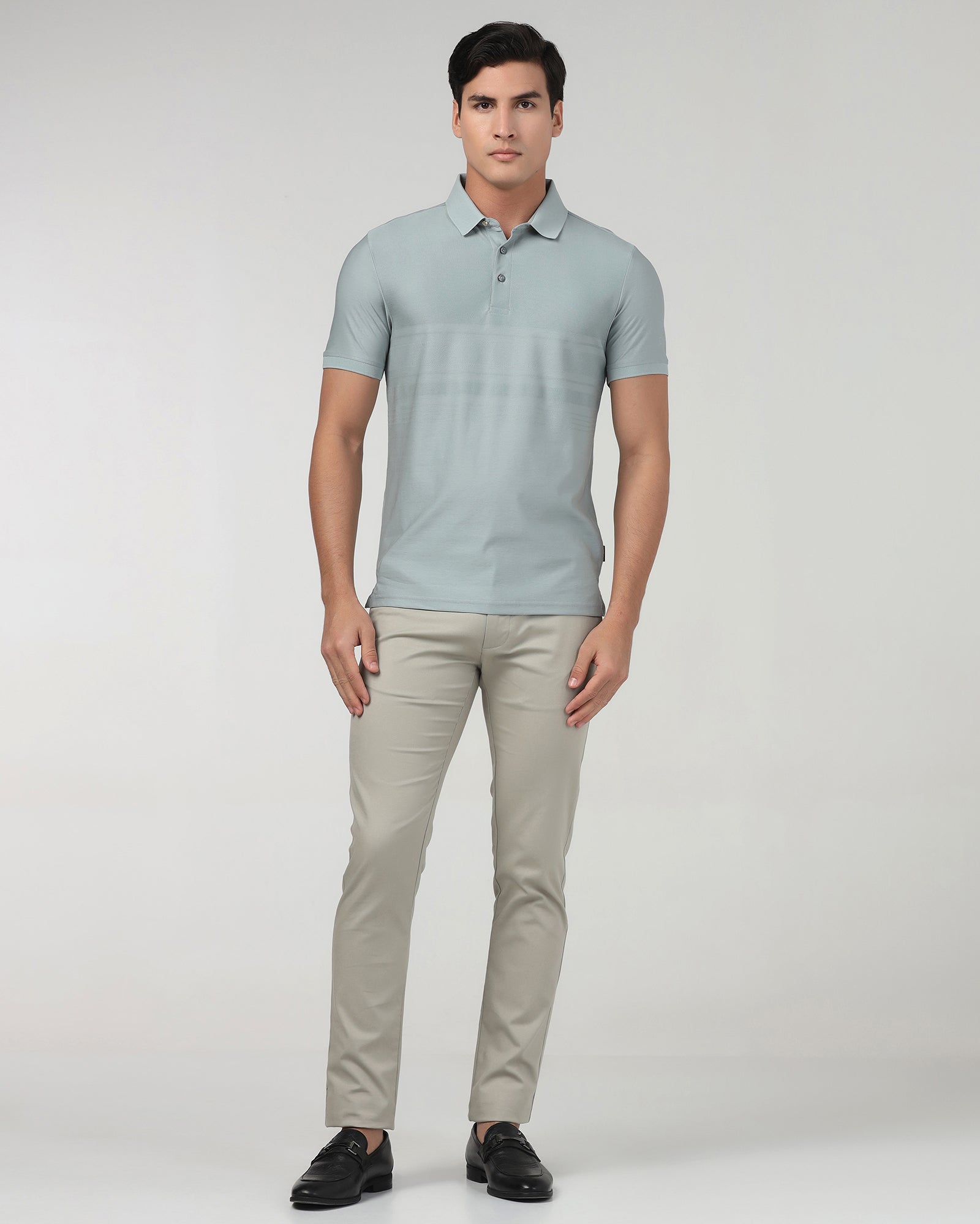 Ash Grey Textured Polo - Peek