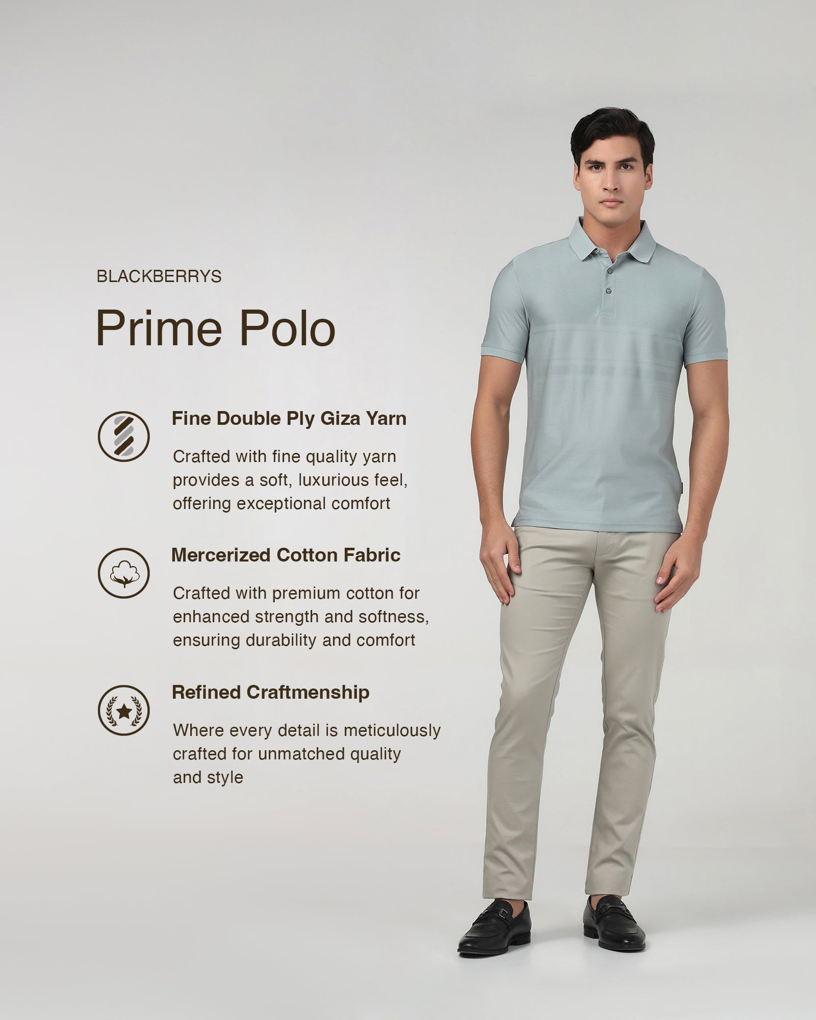 Ash Grey Textured Polo - Peek