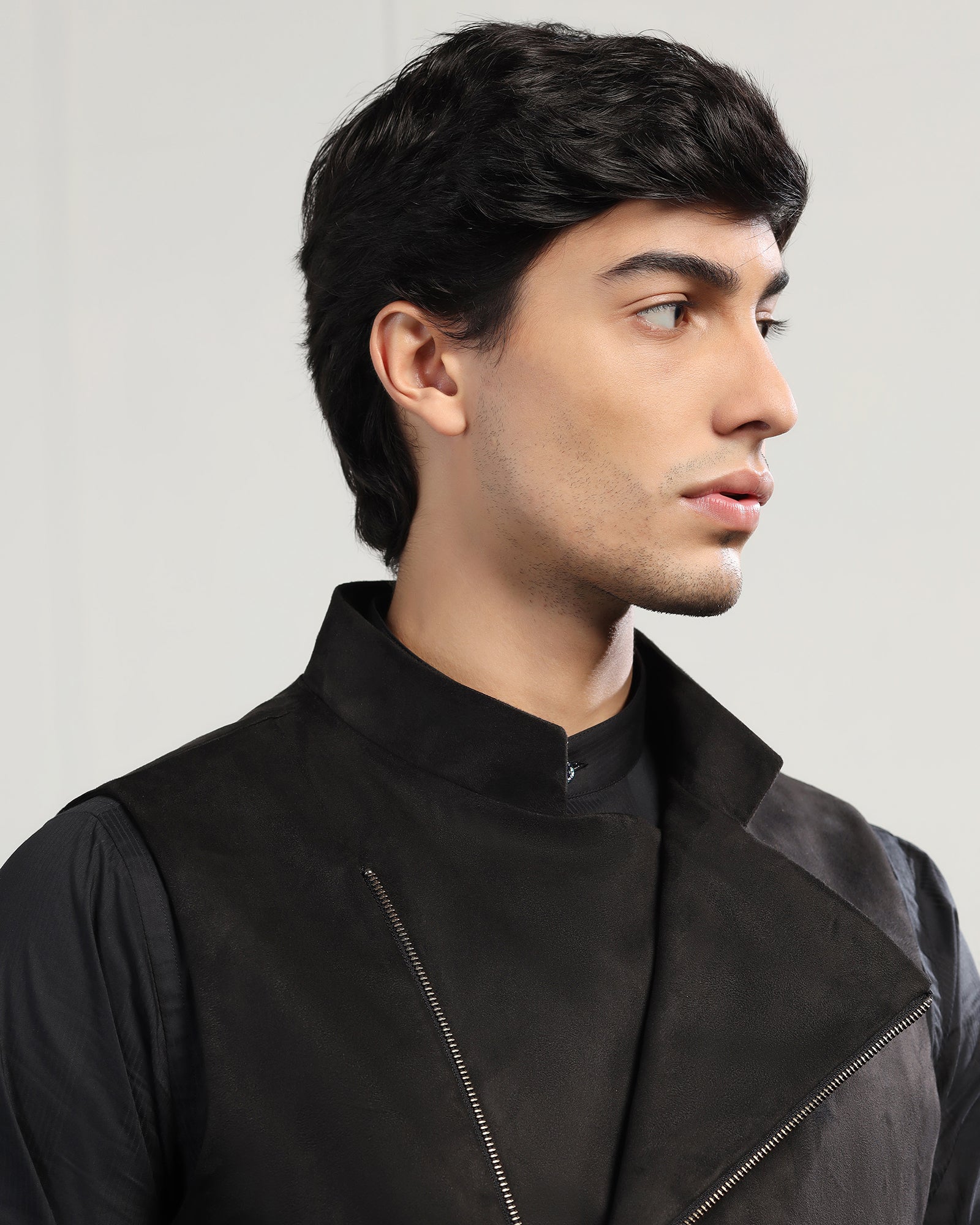Bandhgala Formal Black Solid Waistcoat - Panther