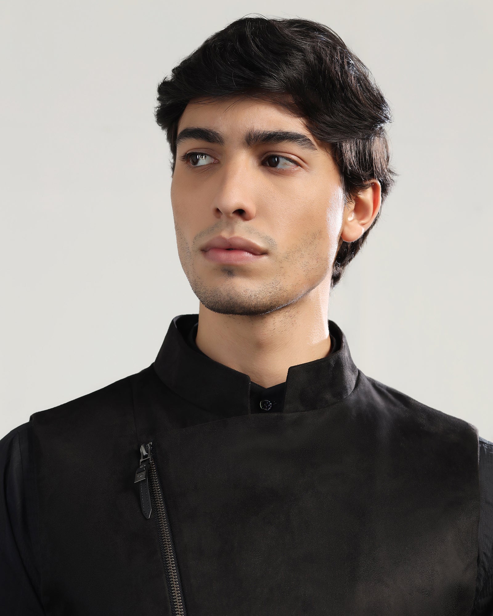 Bandhgala Formal Black Solid Waistcoat - Panther