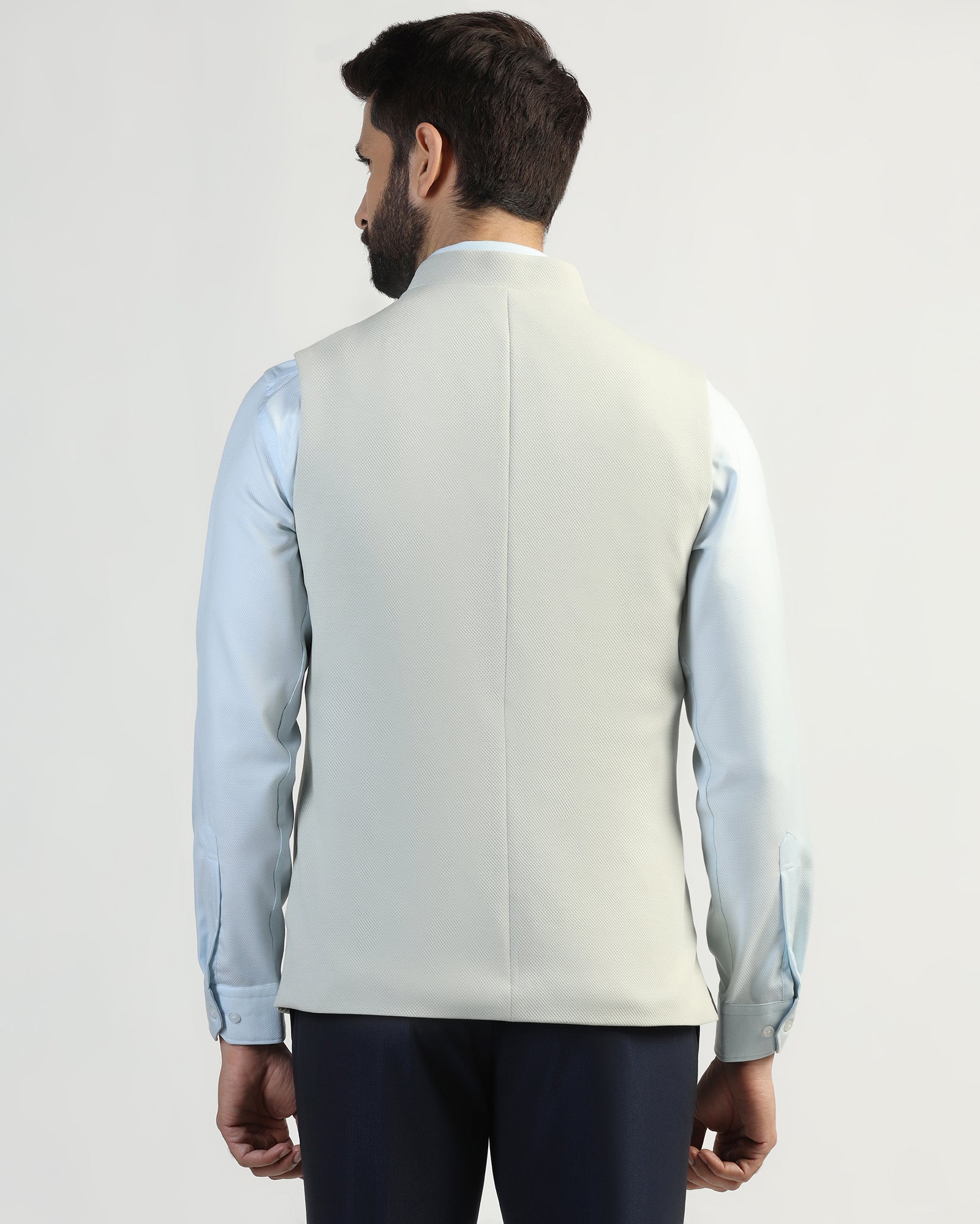 Bandhgala Formal Mint Textured Waistcoat - Clarins