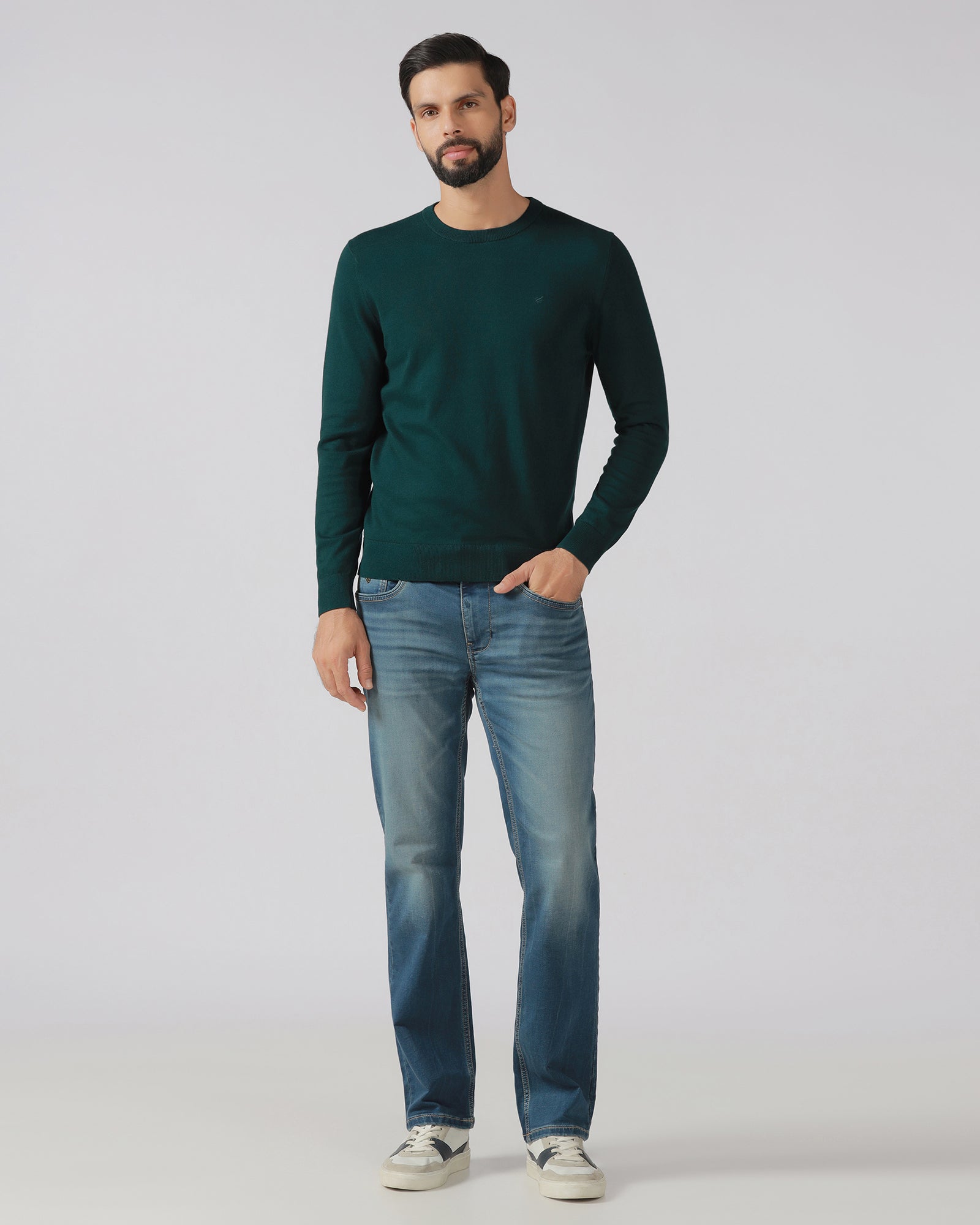 Beetle Crew Neck Solid Sweater - Mario