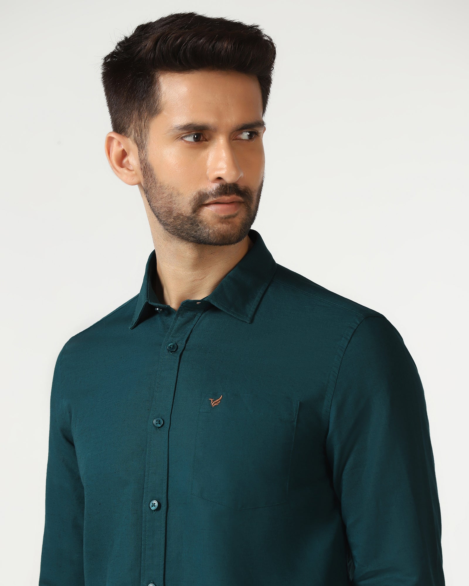 Beetle Linen Solid Shirt - Salmon