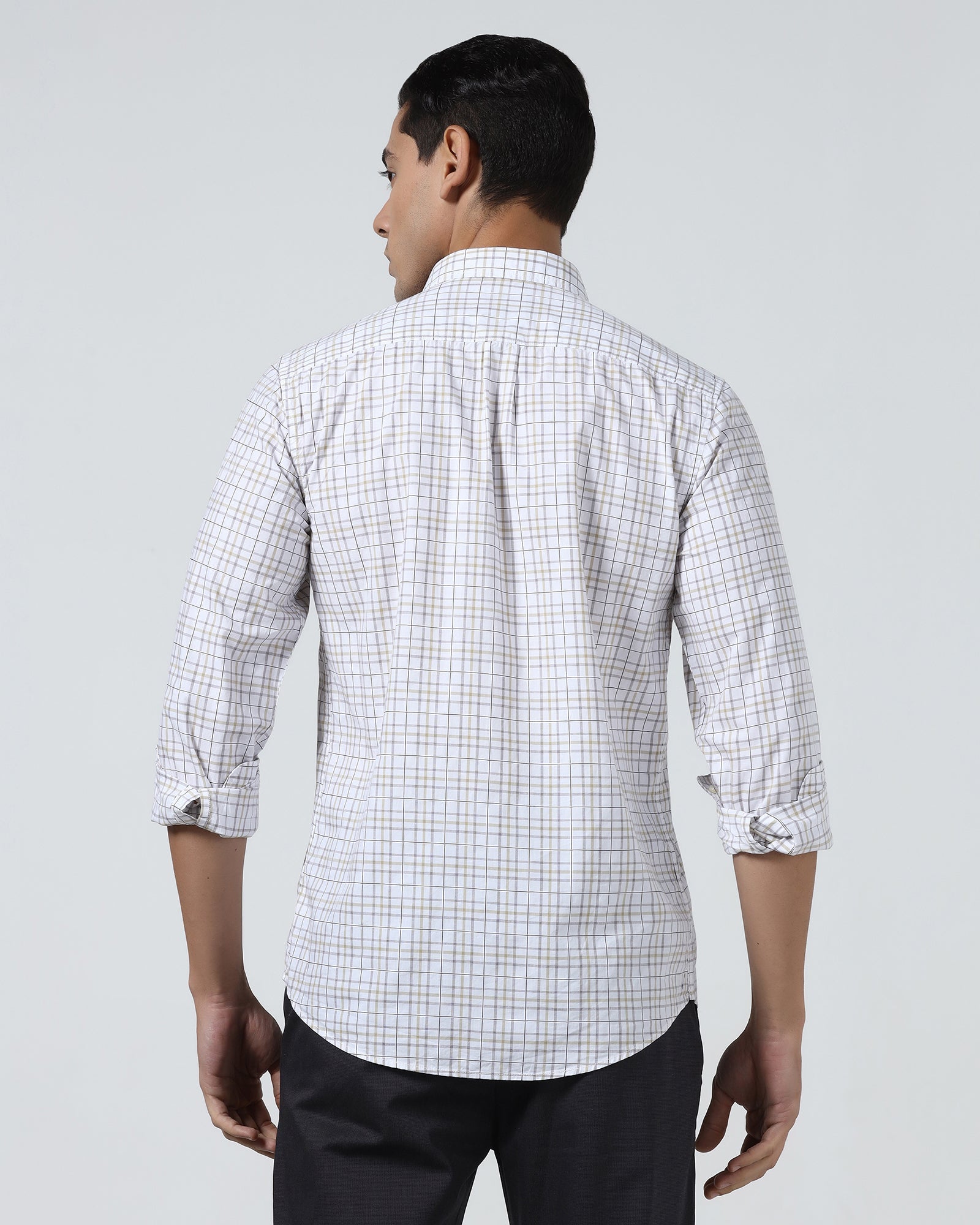 Beige Check Shirt - Flintor