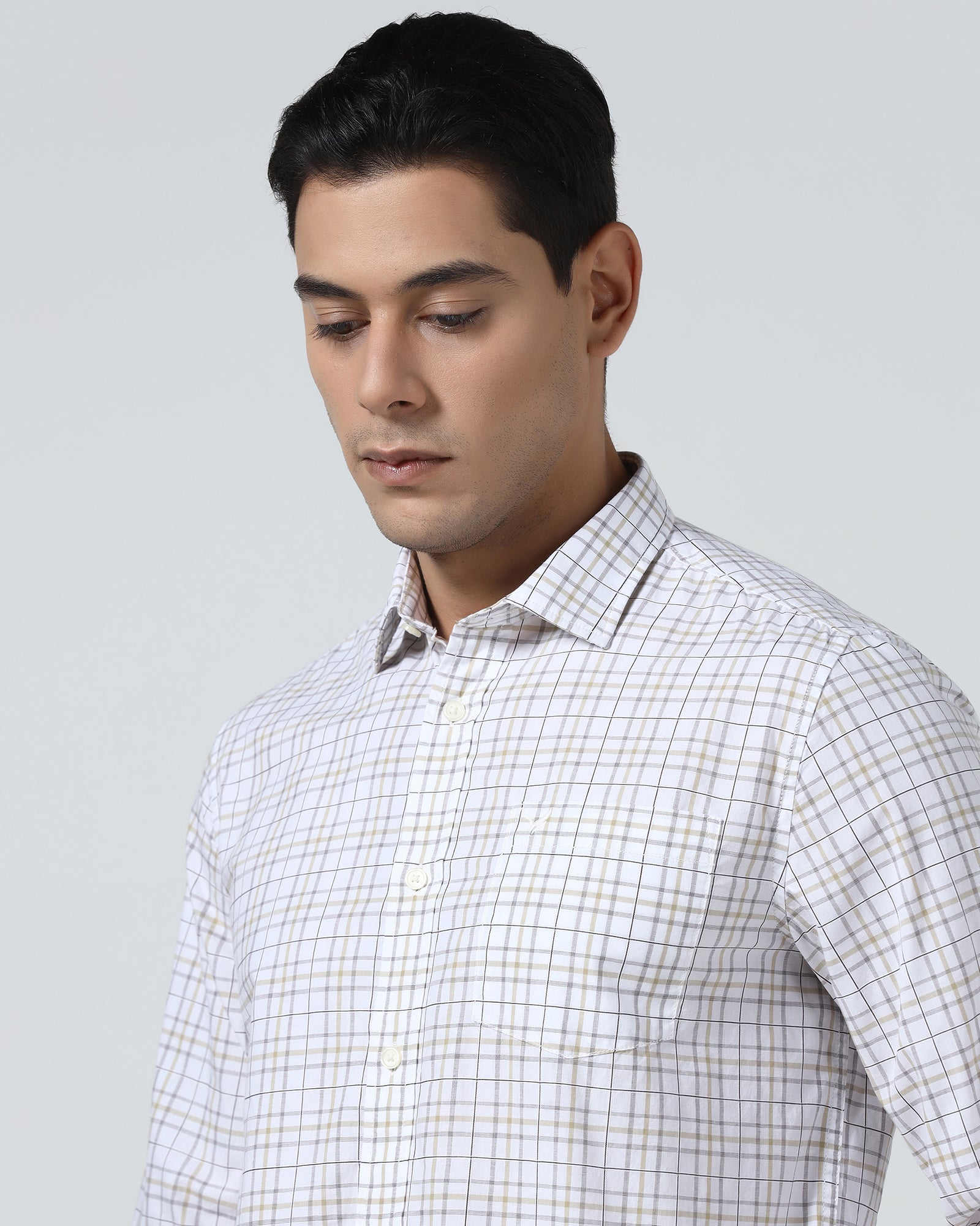 Beige Check Shirt - Flintor