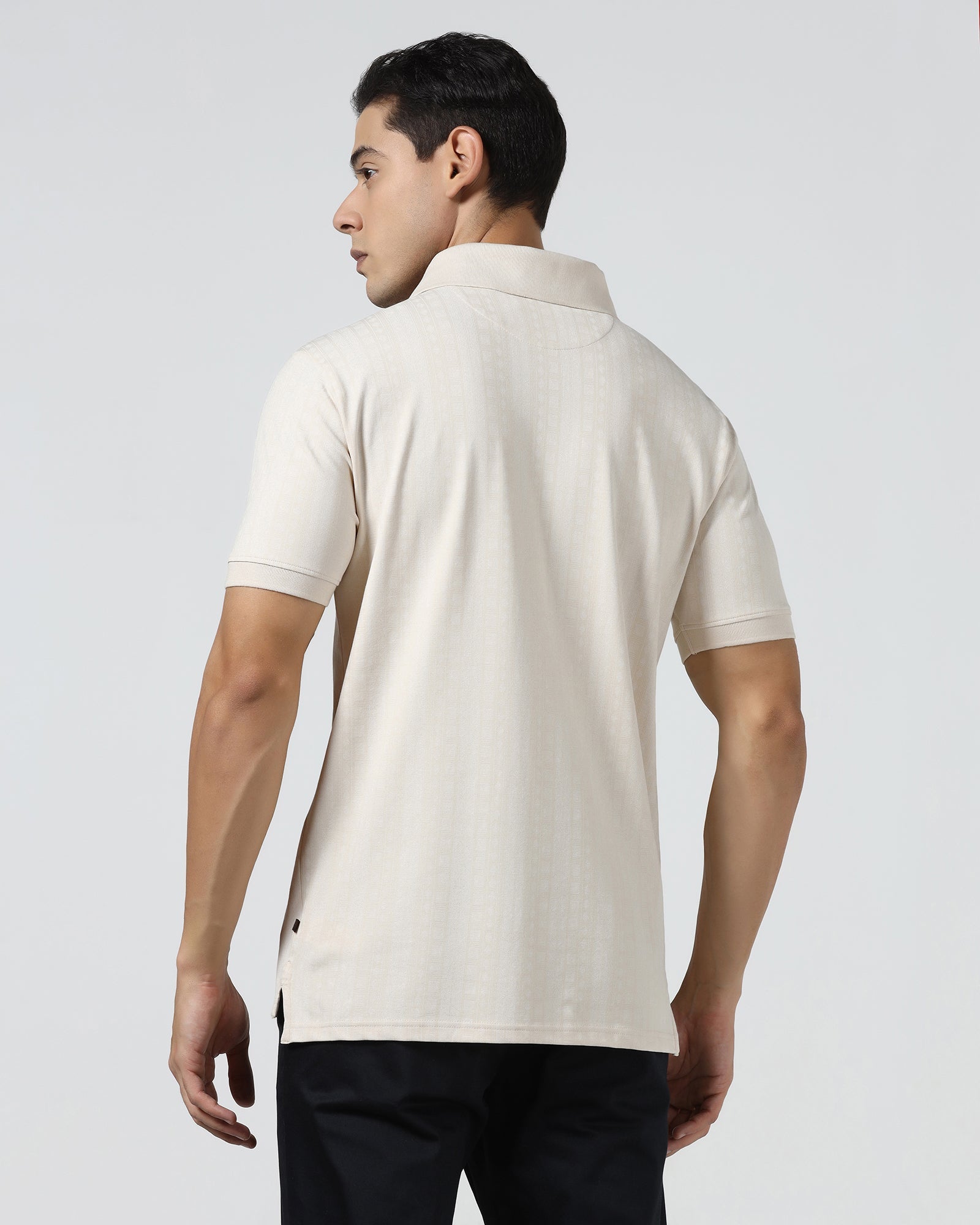 Beige Cream Printed Polo - Bogum