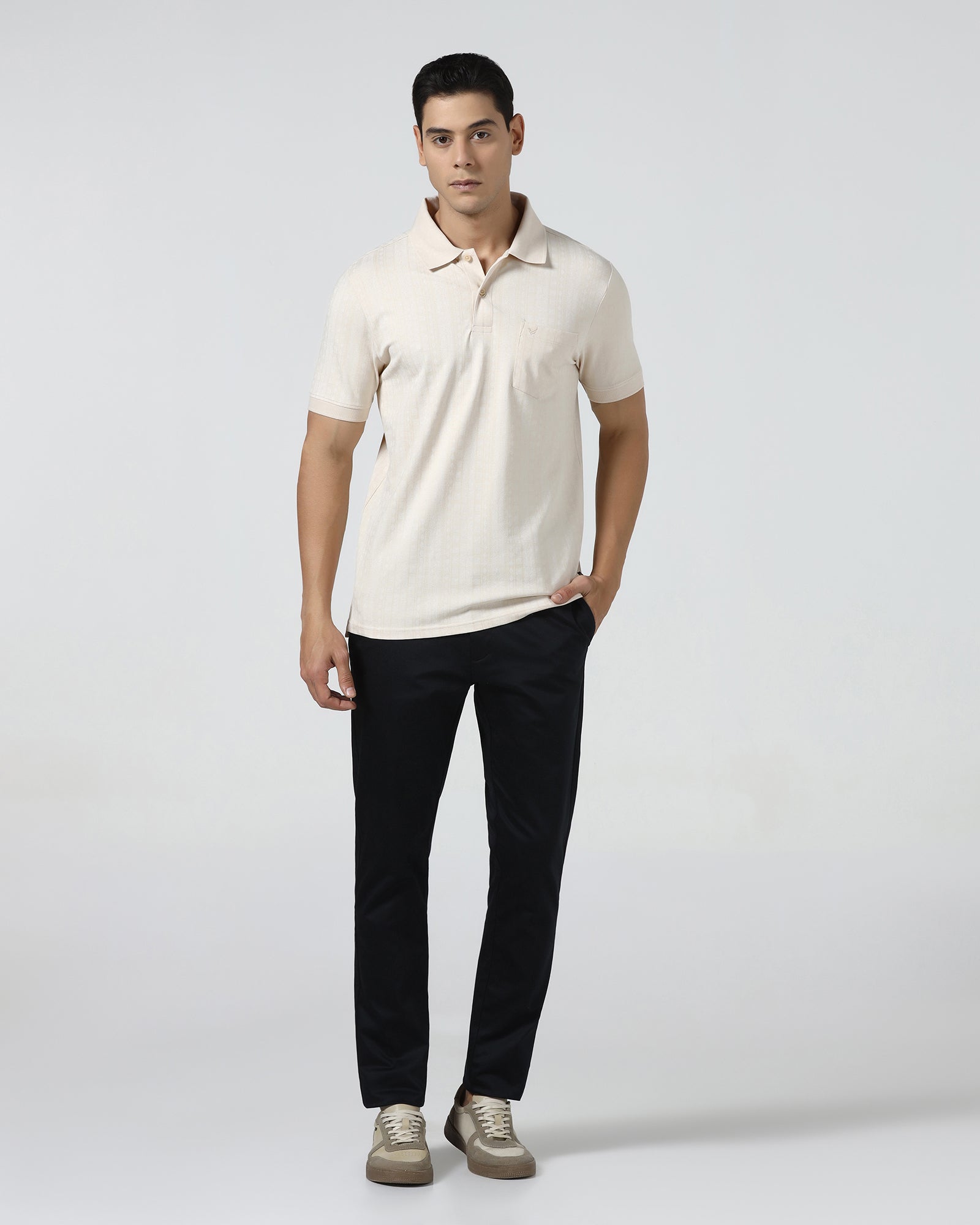 Beige Cream Printed Polo - Bogum