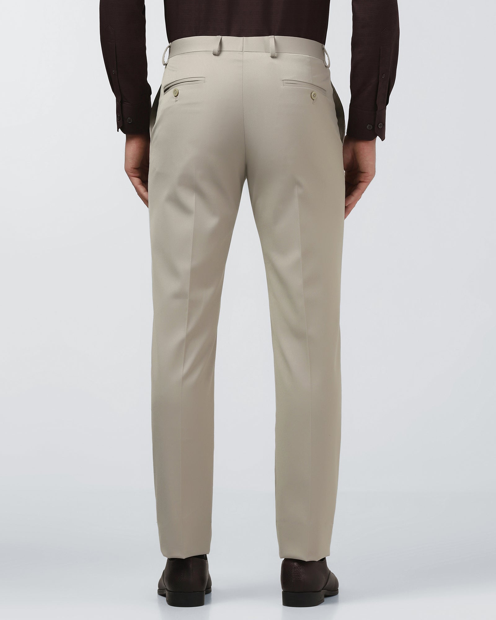 Beige Solid Trouser - Marco