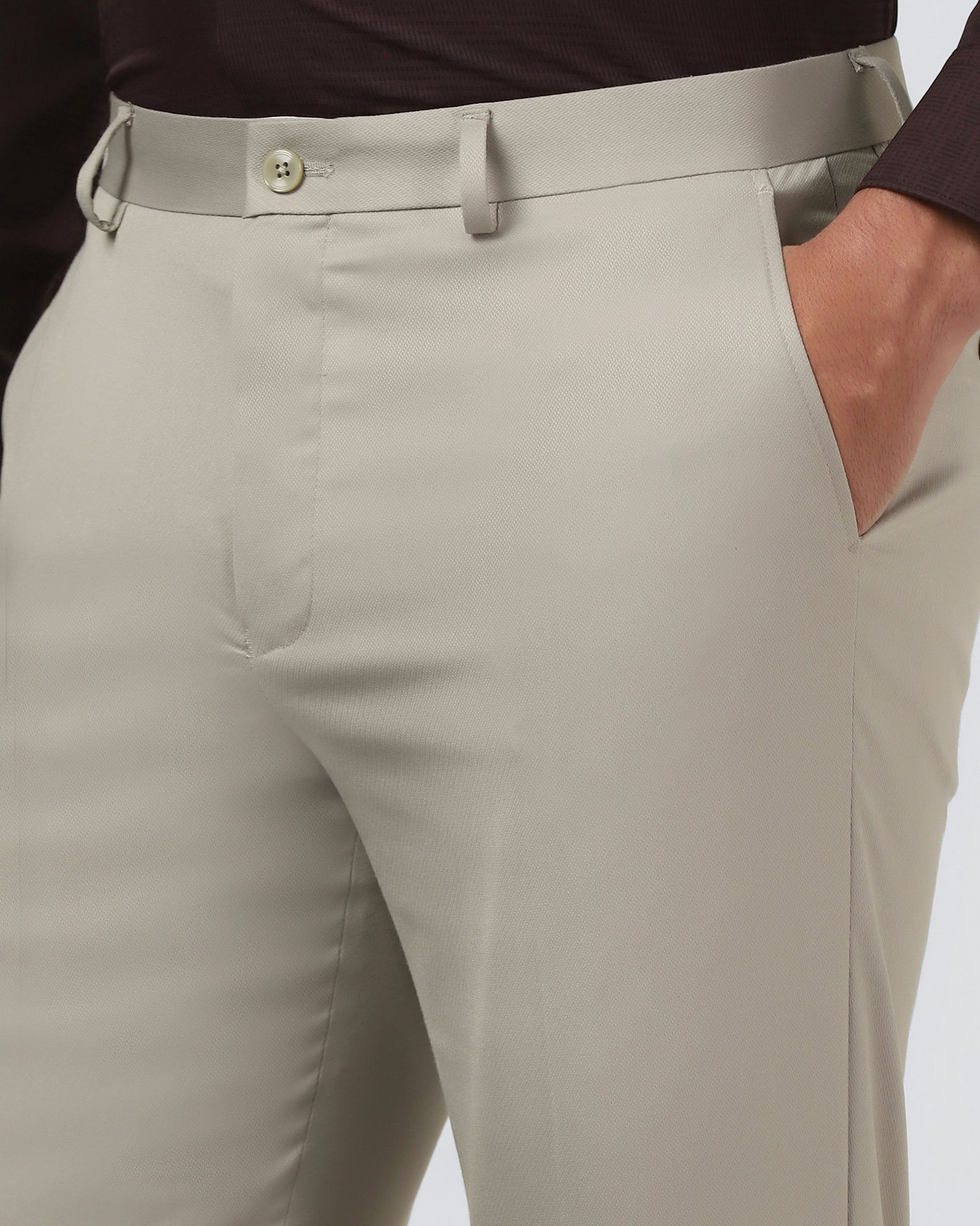 Beige Solid Trouser - Marco