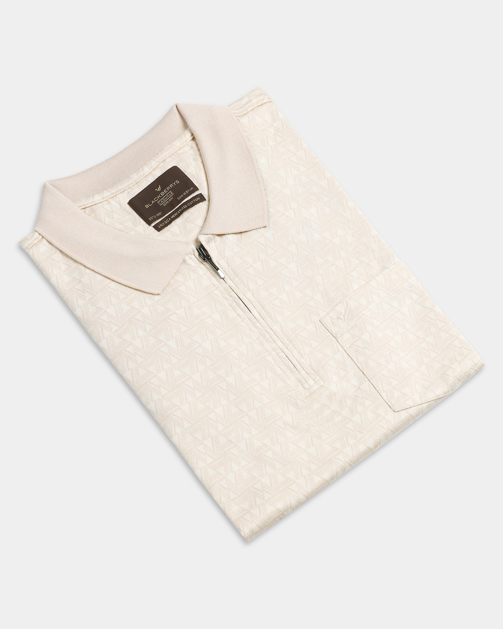 Beige Textured Polo - Sky