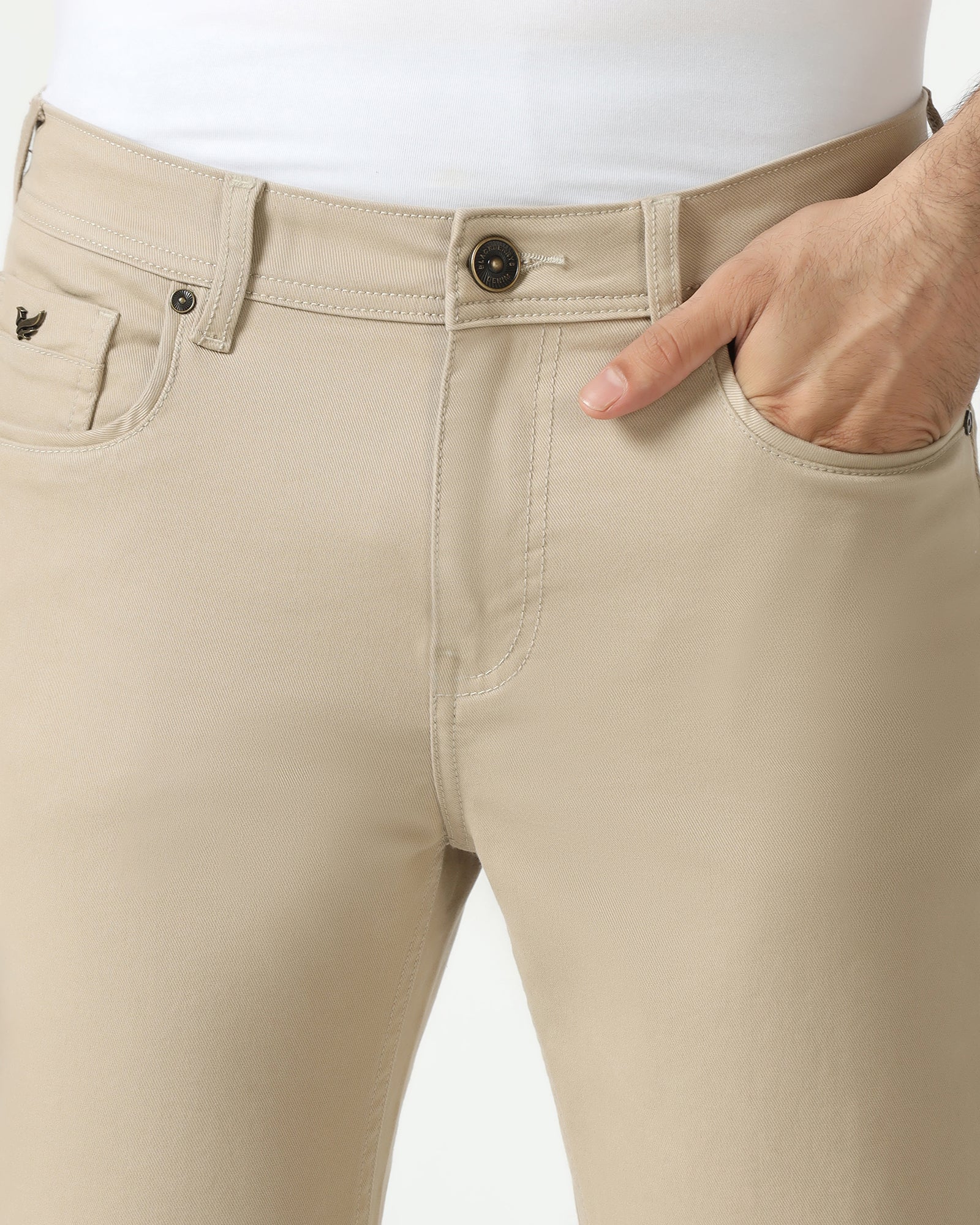 Beige Bleed Zero Slim Fit Jeans - Rene