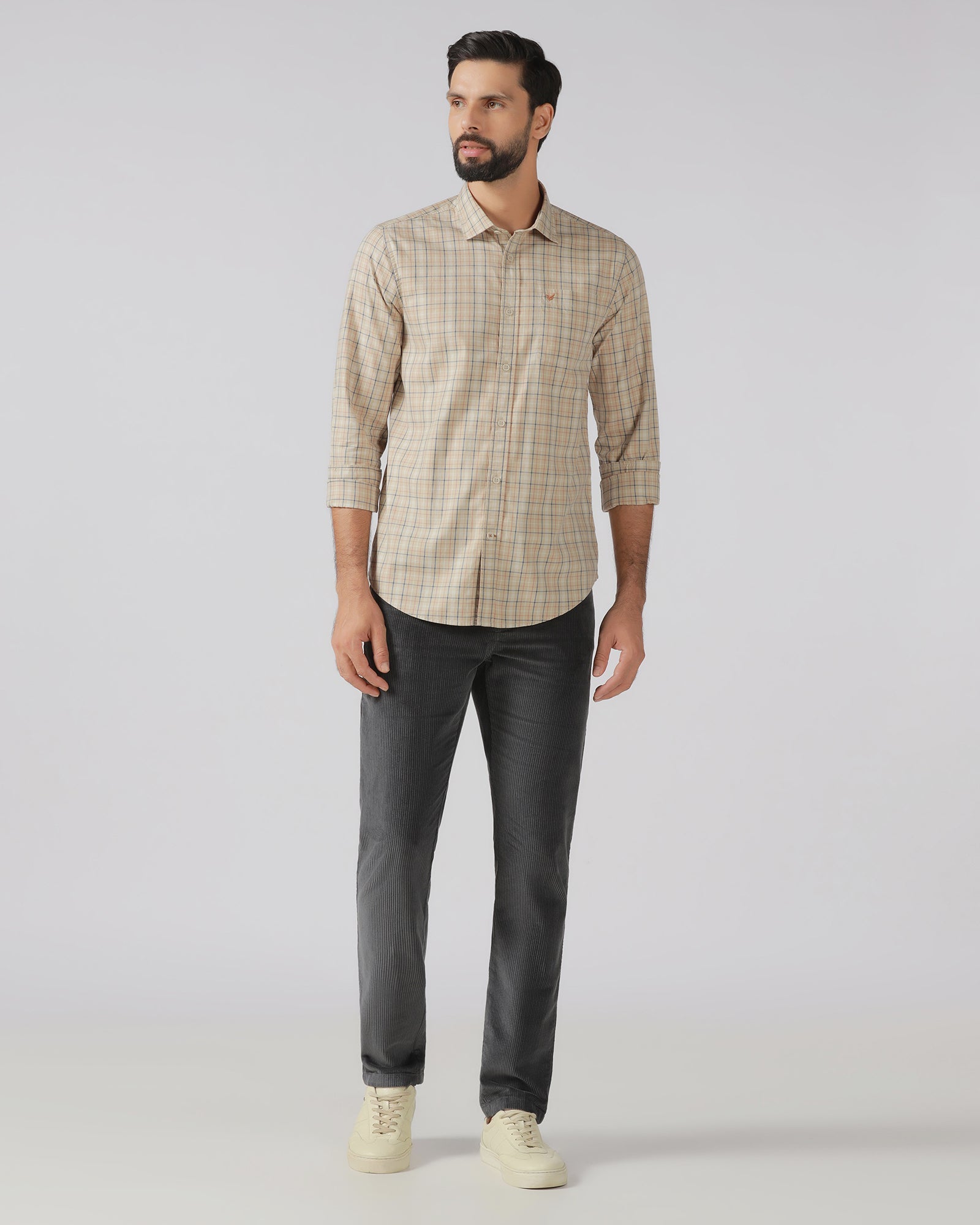 Beige Check Shirt - Bimer