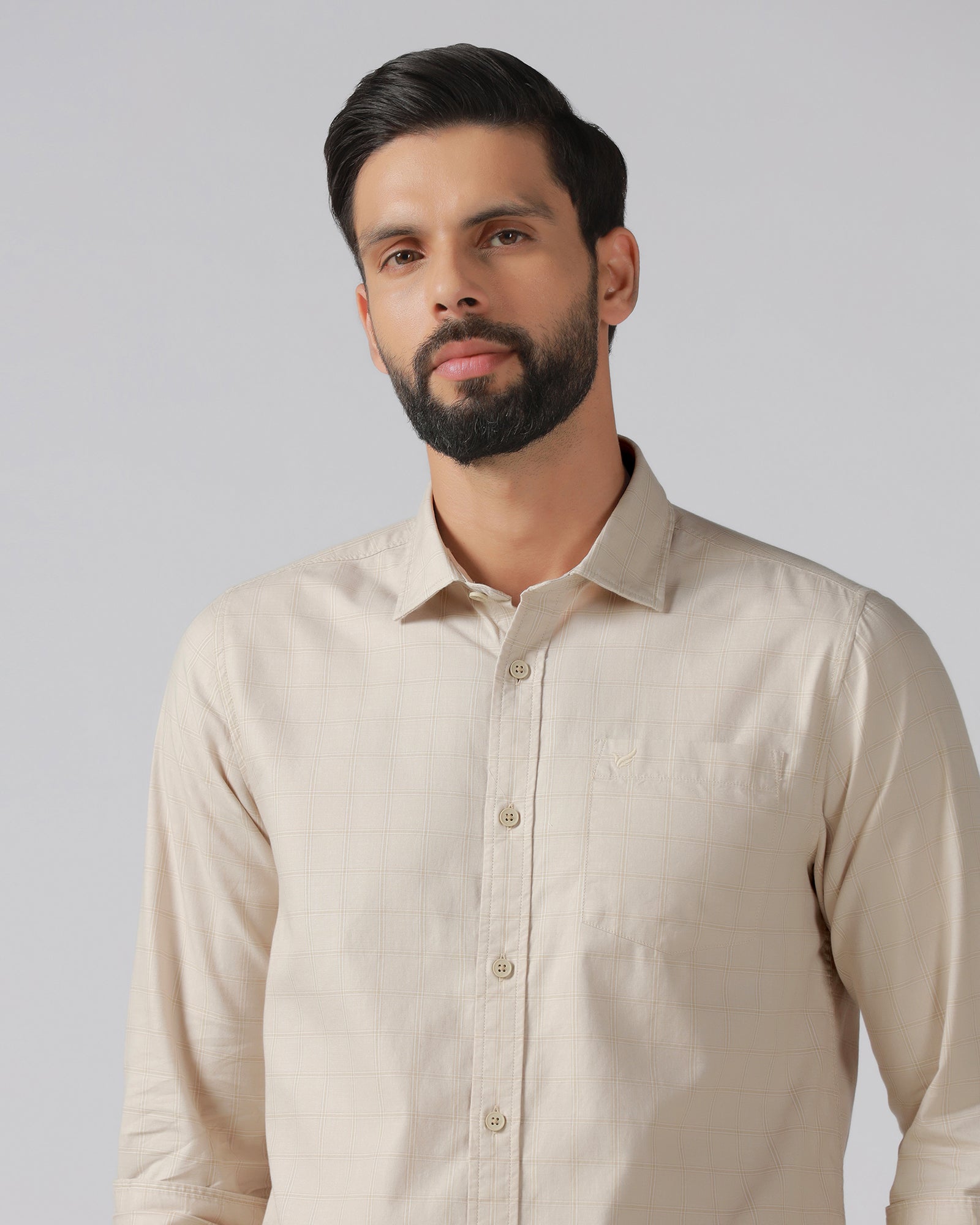 Beige Check Shirt - Nipon