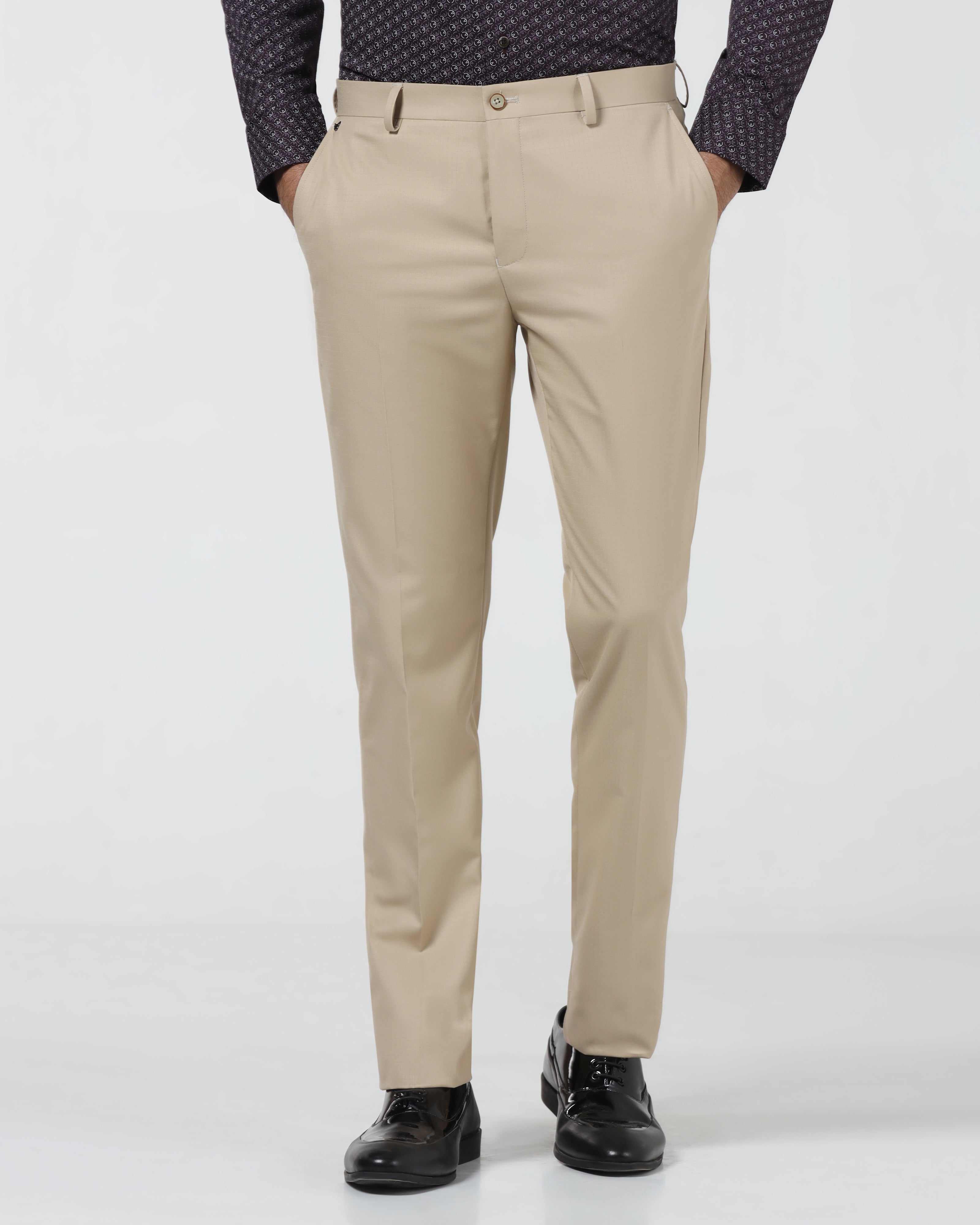 Beige Check Trouser