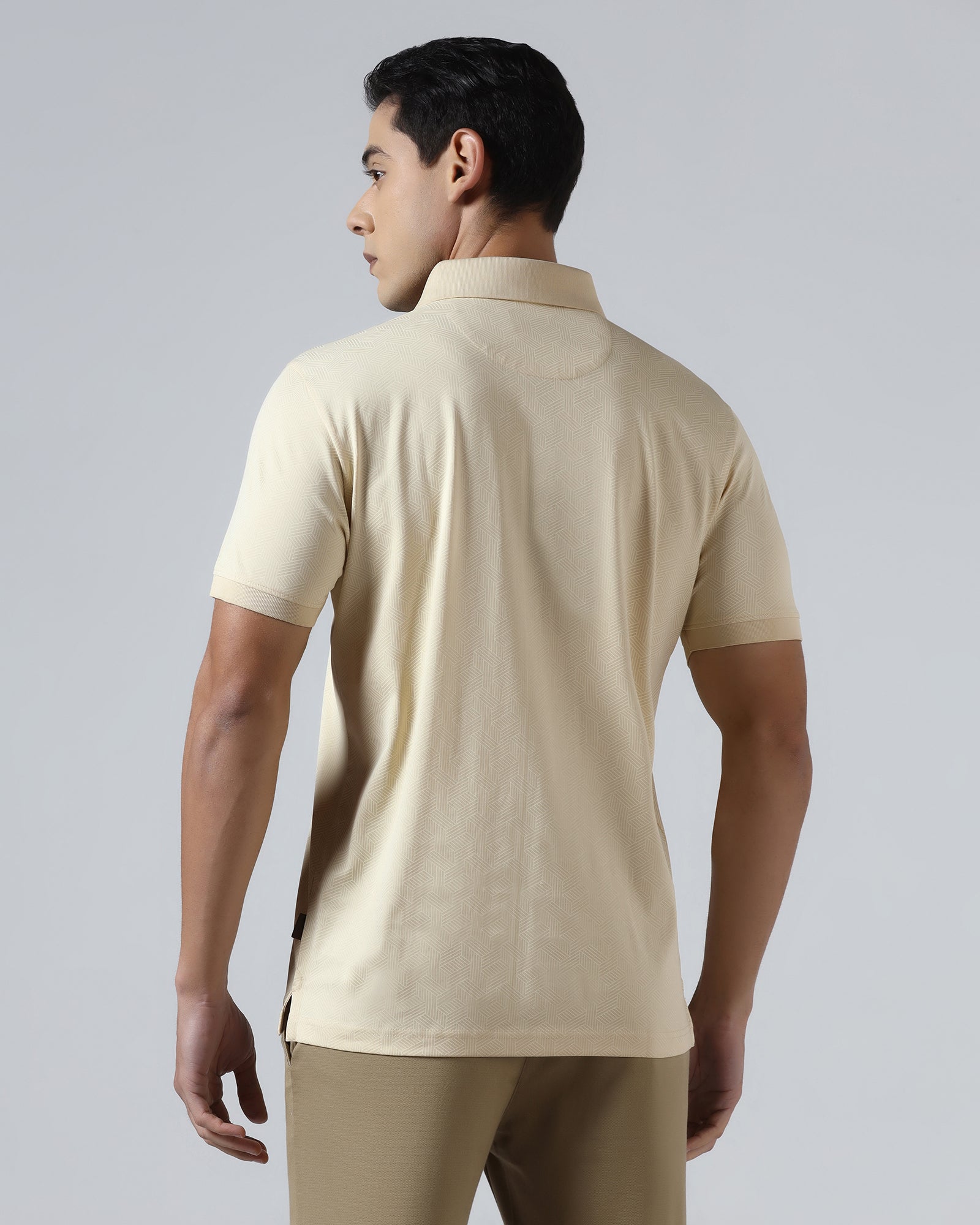 Beige Cream Printed Polo - Sign